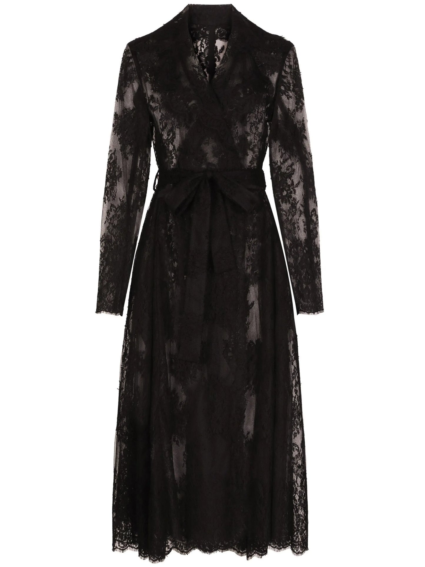 lace-panel long-sleeve coat