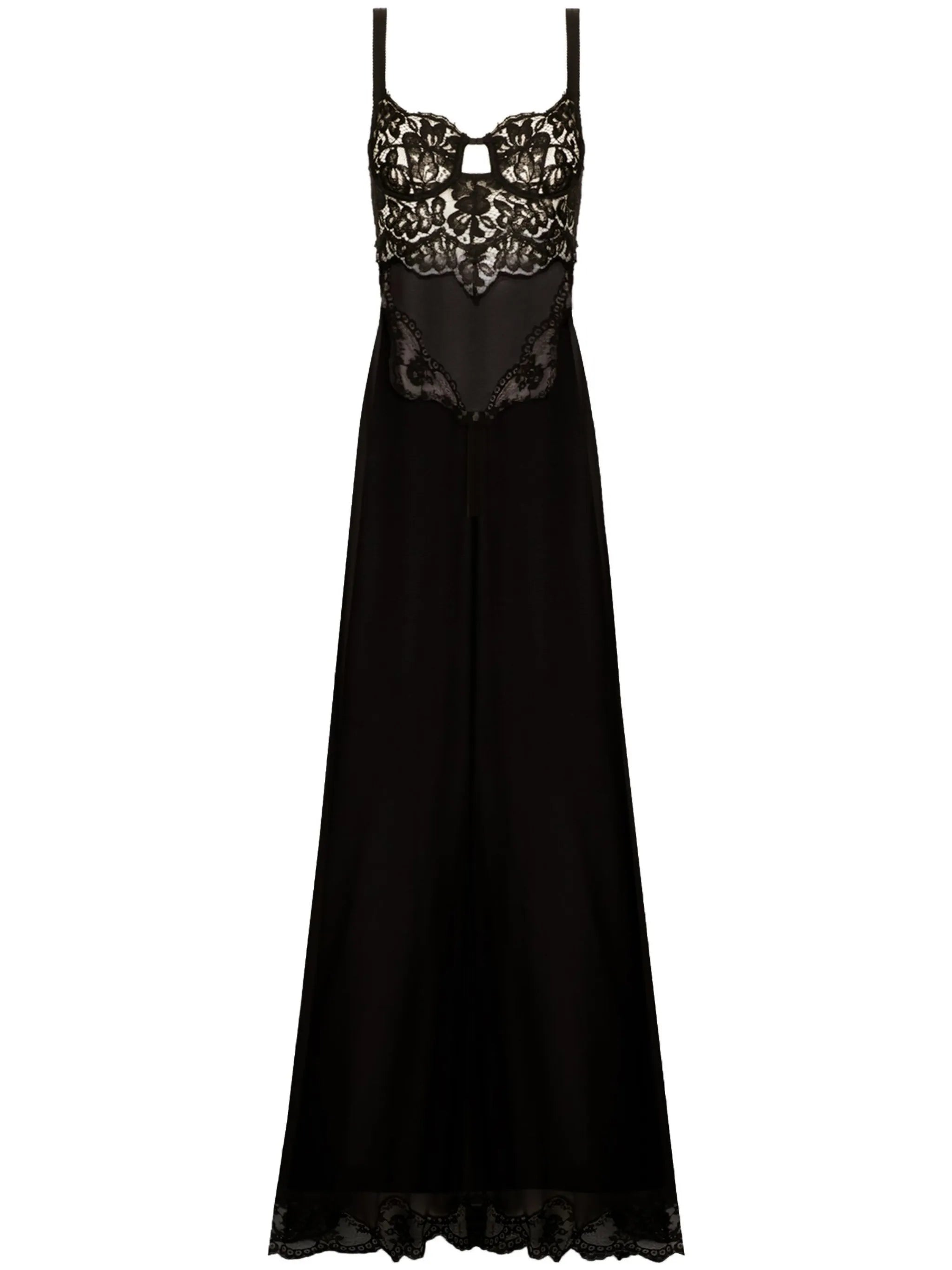 lace-detail silk-blend dress