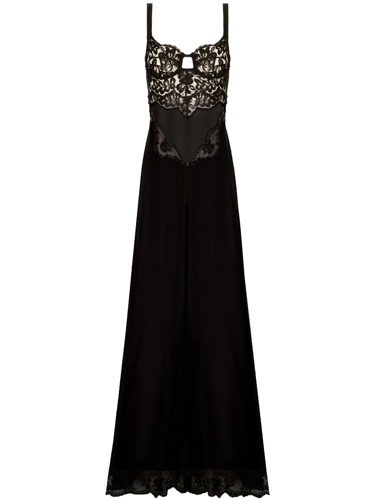 lace-detail silk-blend dress