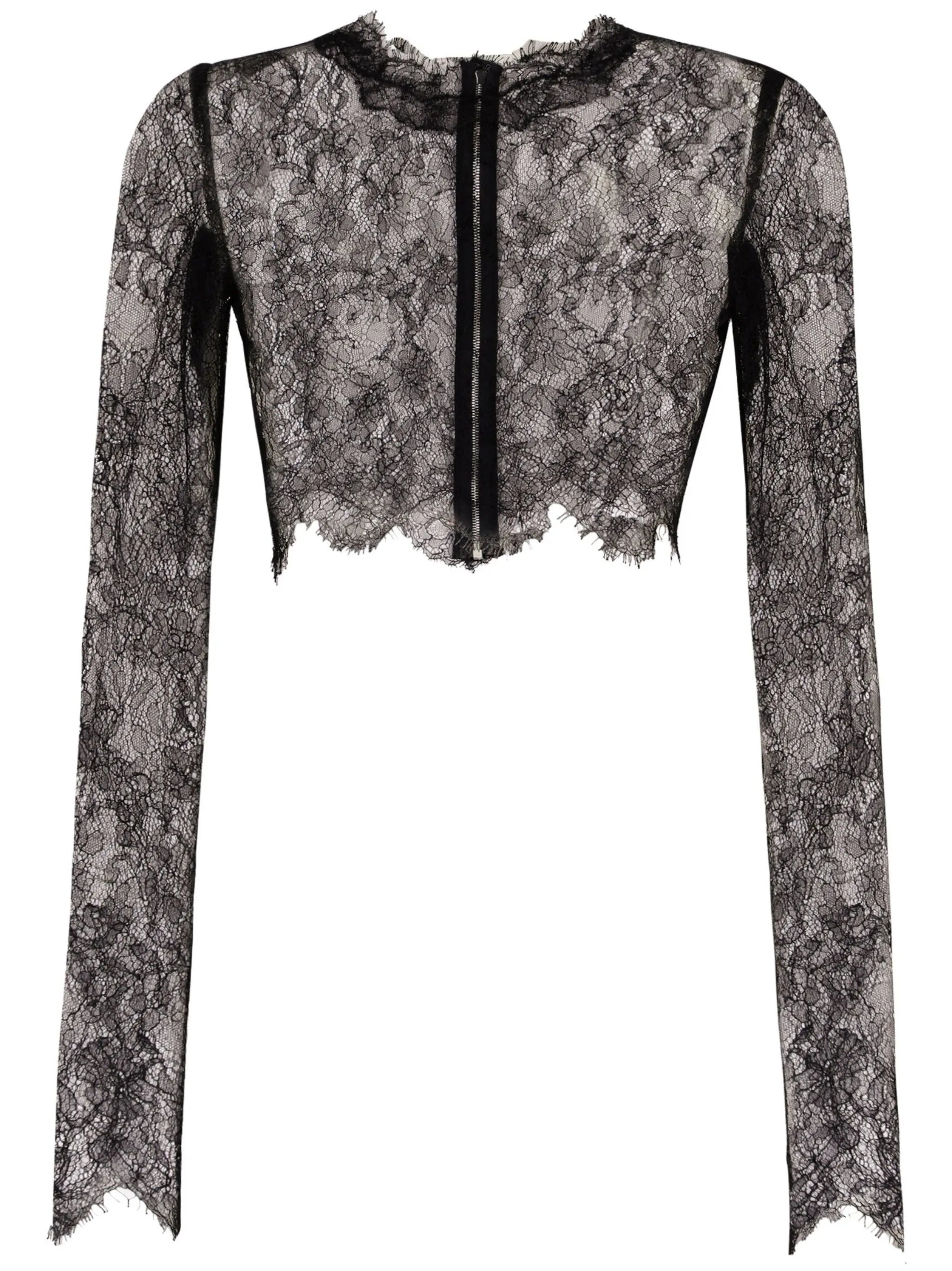 sheer lace cropped top