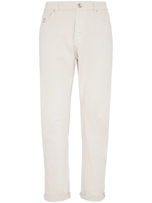 mid-rise straight-leg jeans