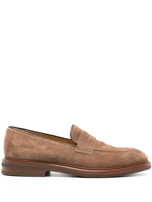 suede penny loafers