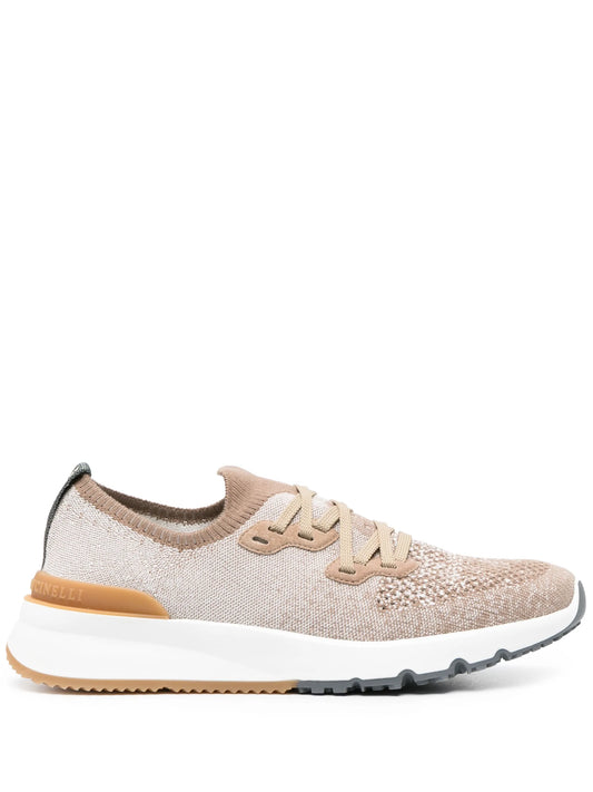 mesh-panel lace-up sneakers