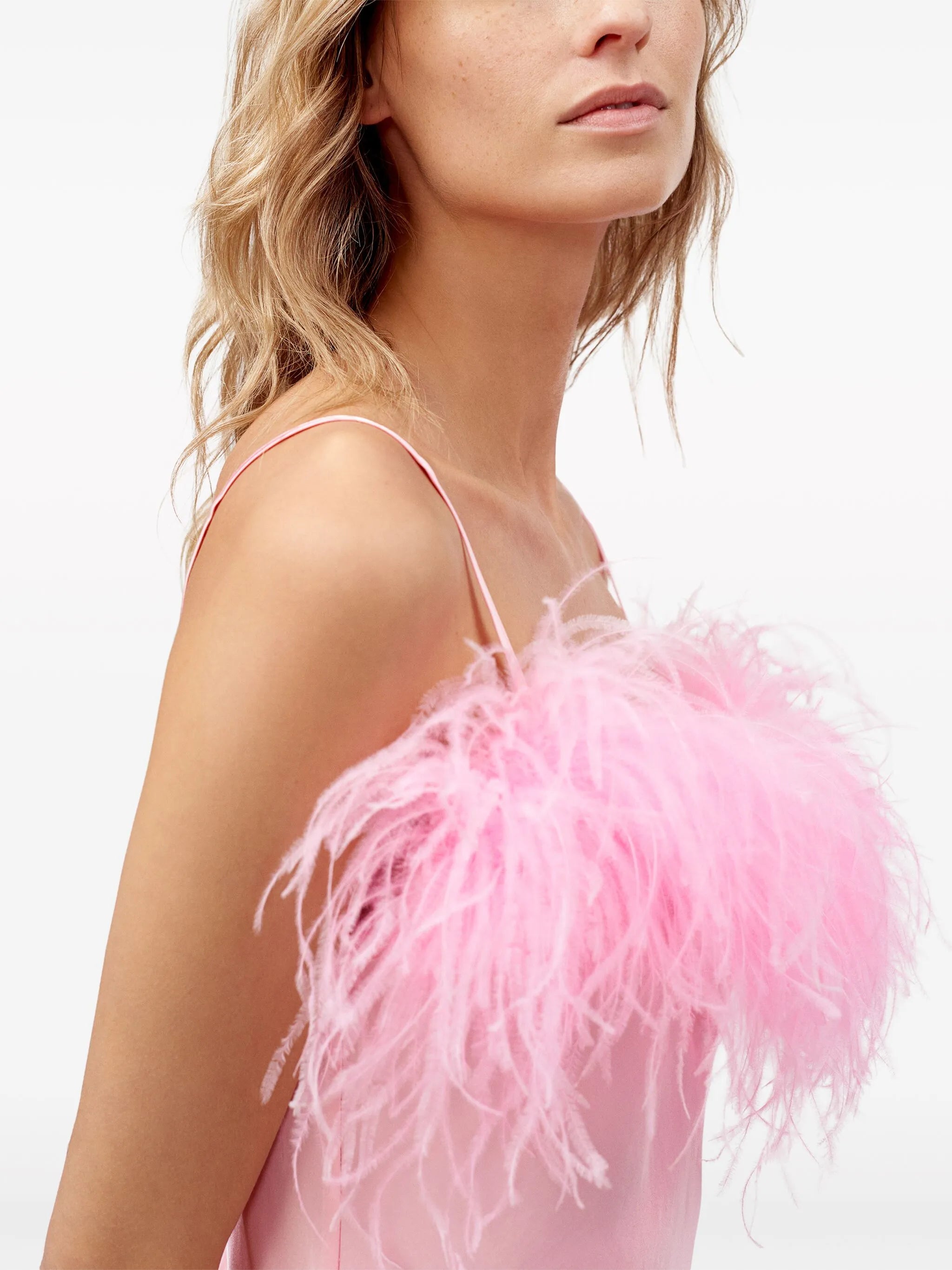 Boheme feather-trim minidress