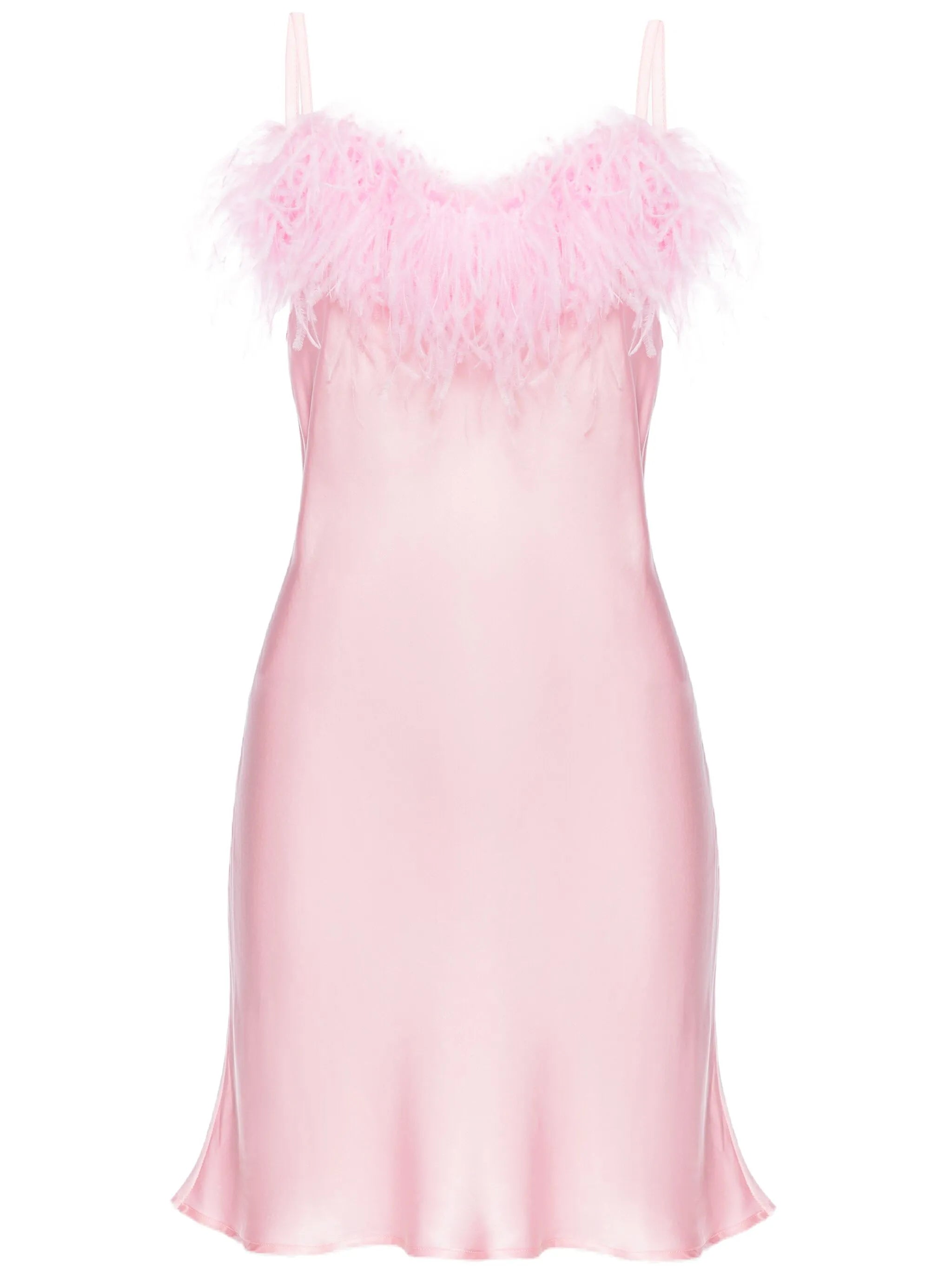 Boheme feather-trim minidress