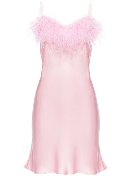 Boheme feather-trim minidress