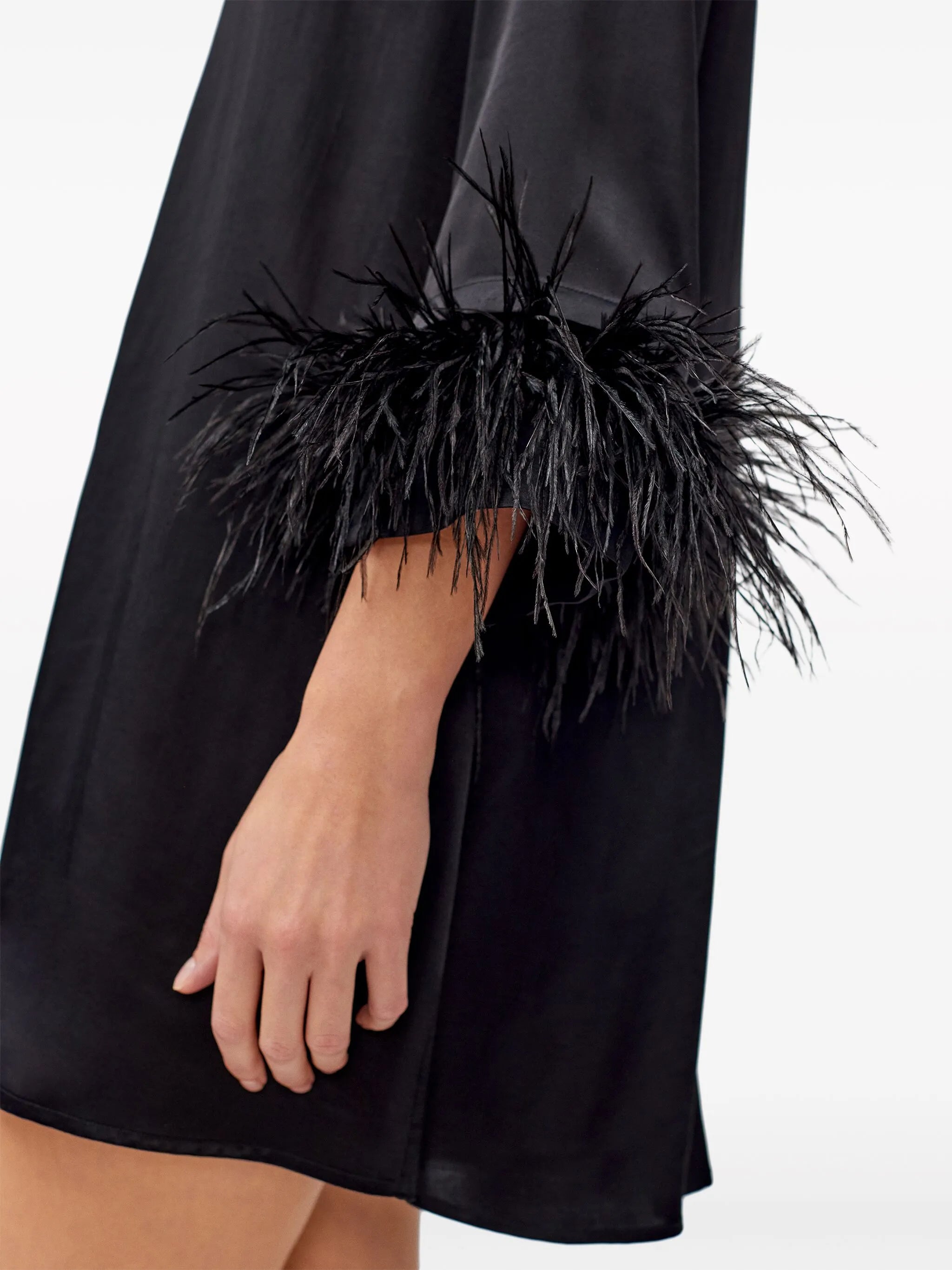 feather-trim minidress