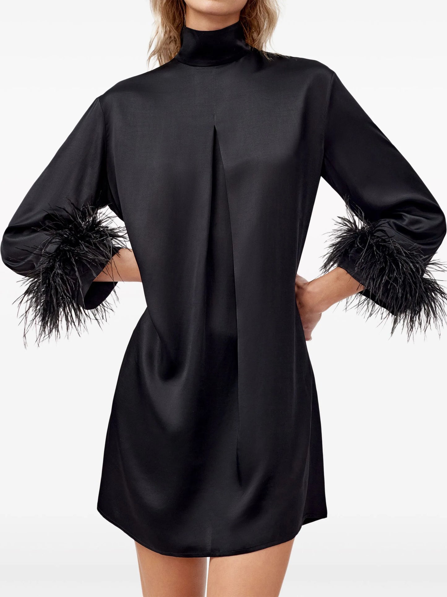 feather-trim minidress