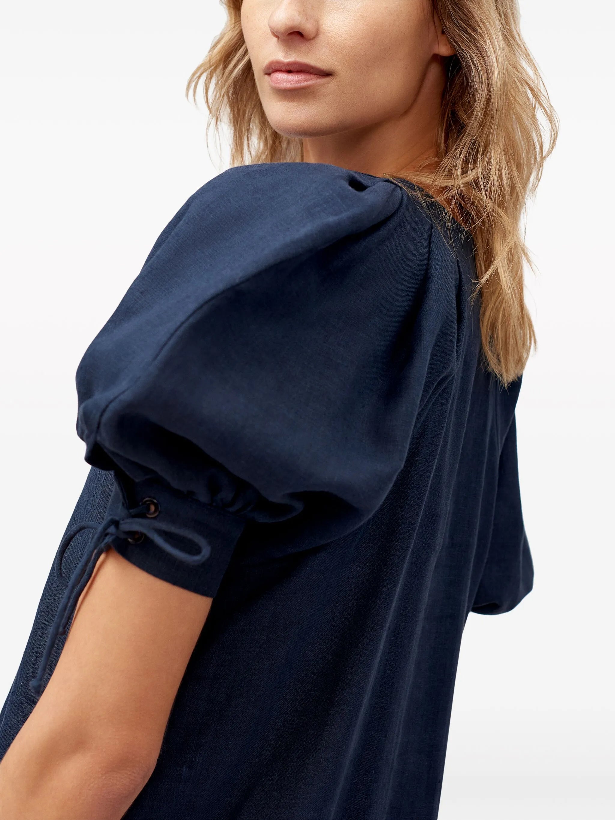Garden puff-sleeve midi dress