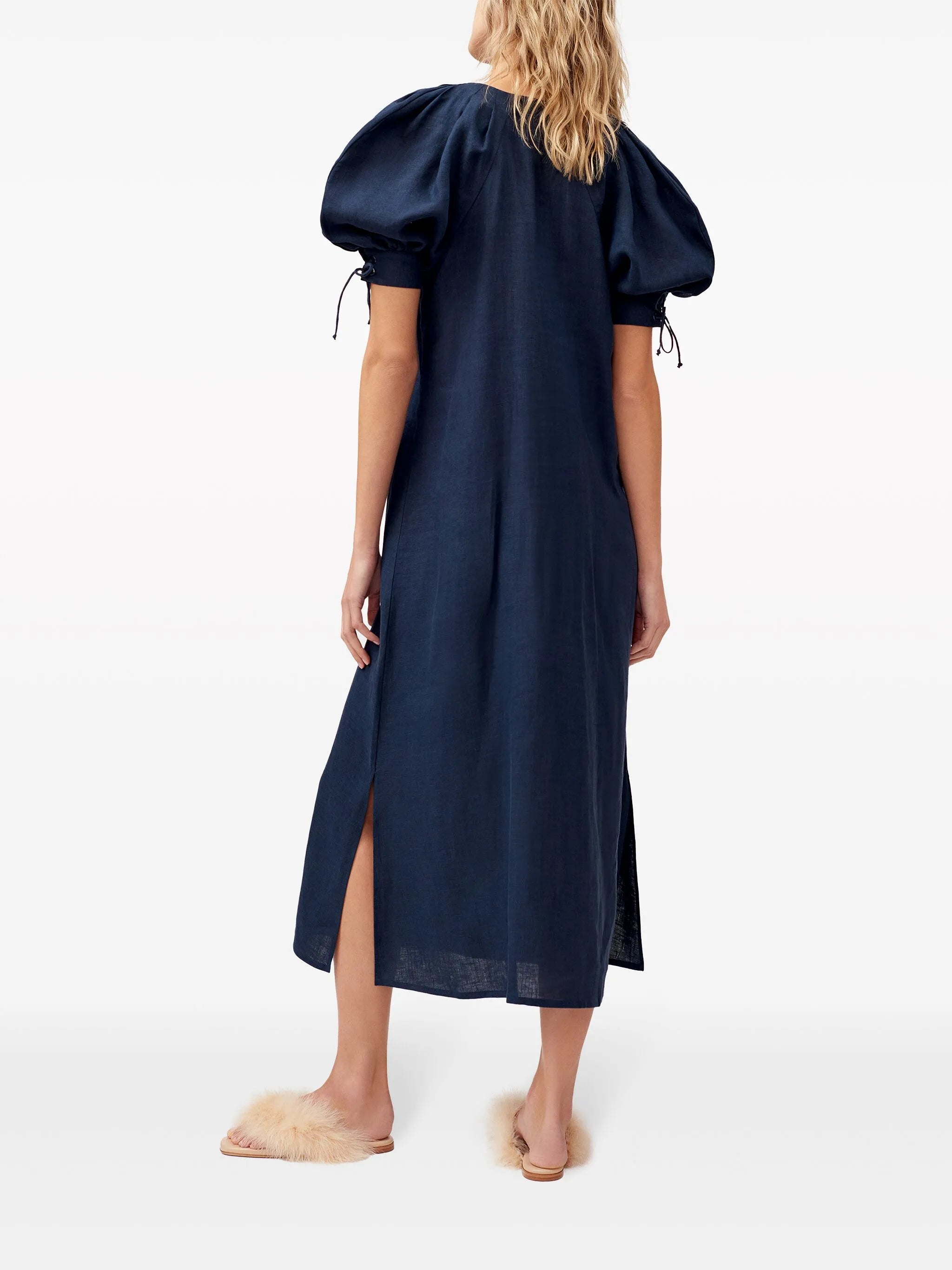 Garden puff-sleeve midi dress