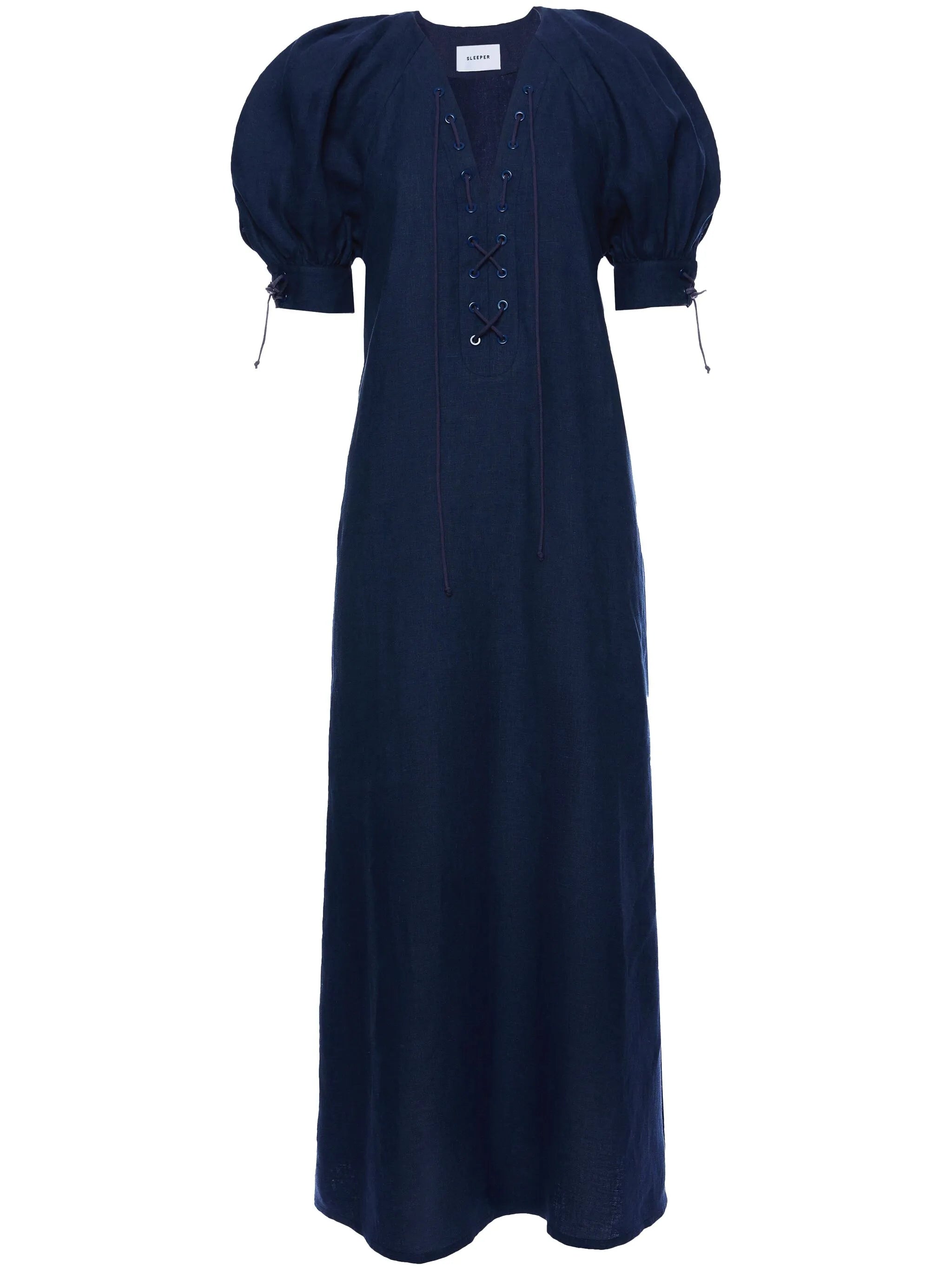 Garden puff-sleeve midi dress