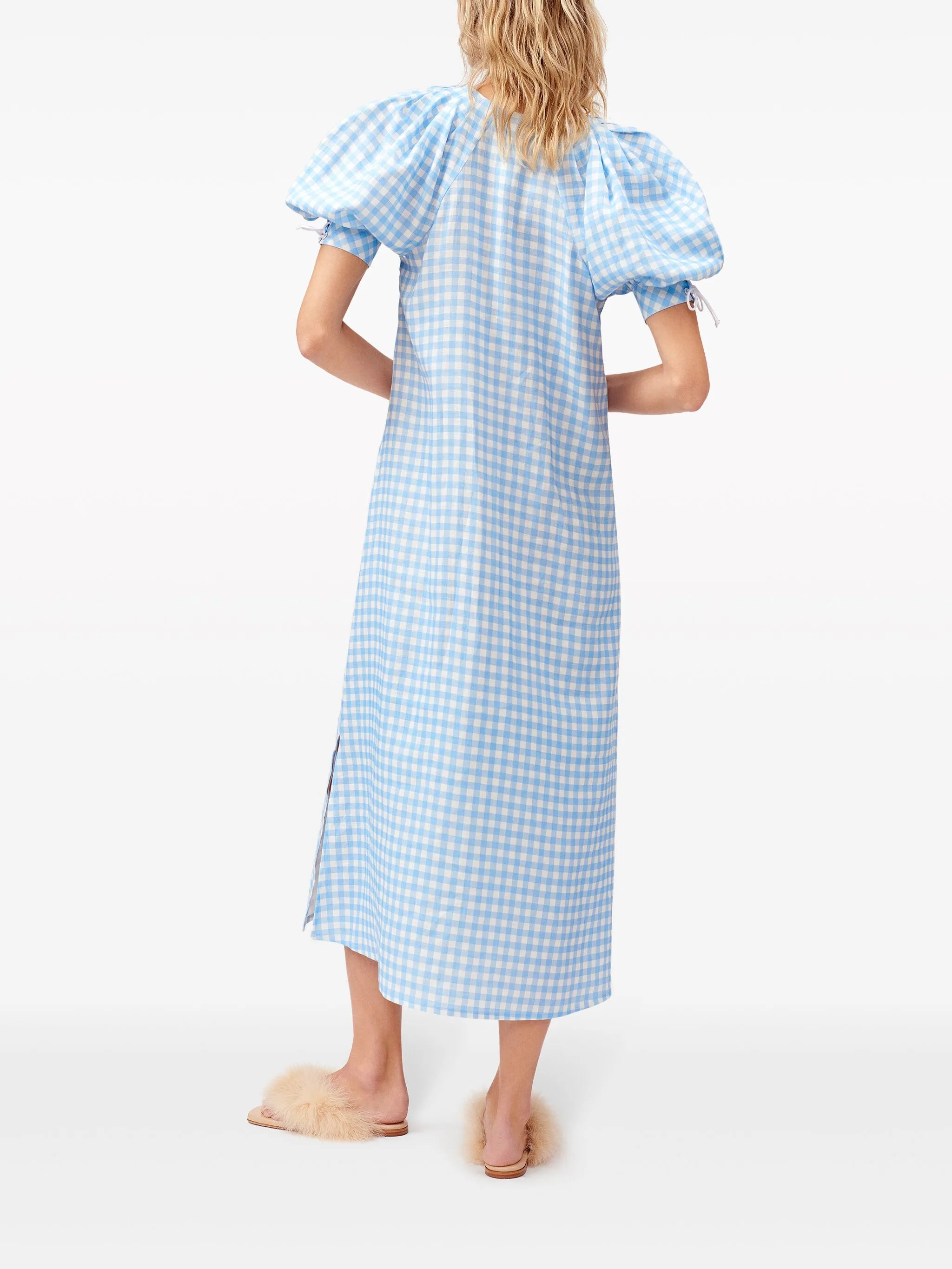 Garden gingham puff-sleeve dress