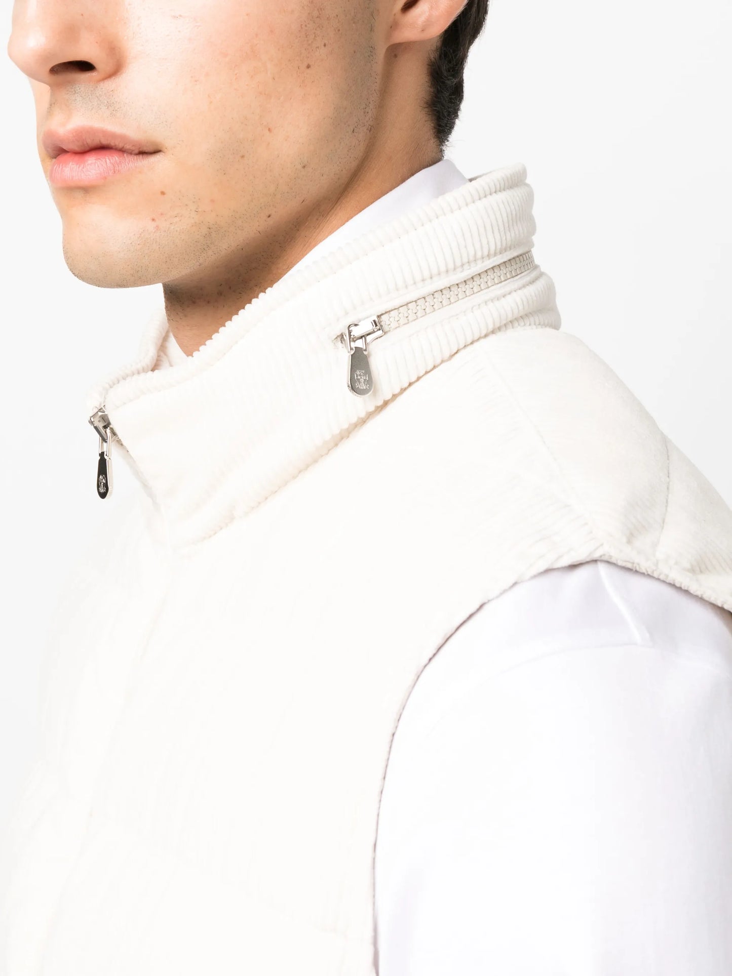 corduroy padded down gilet