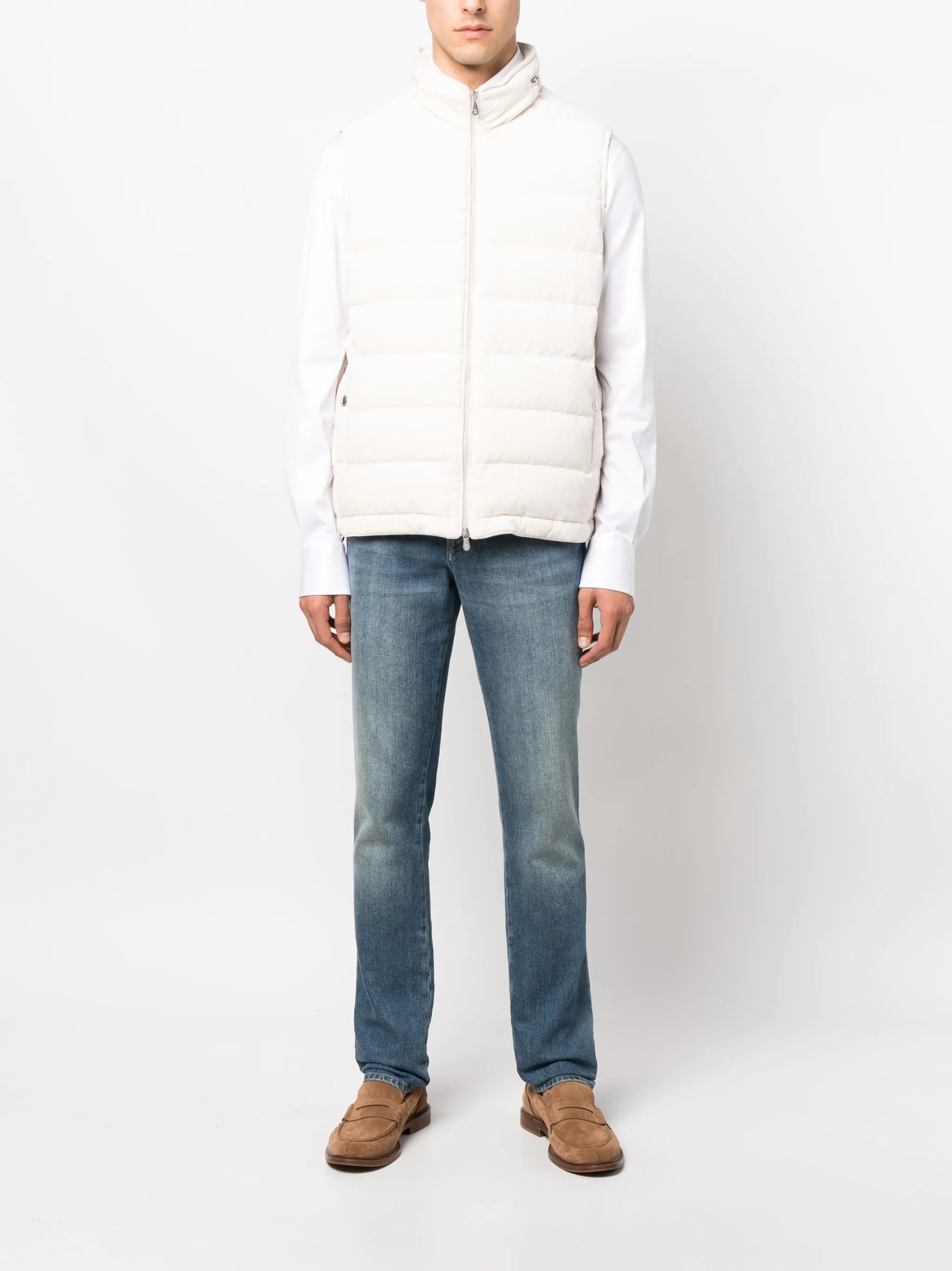 corduroy padded down gilet