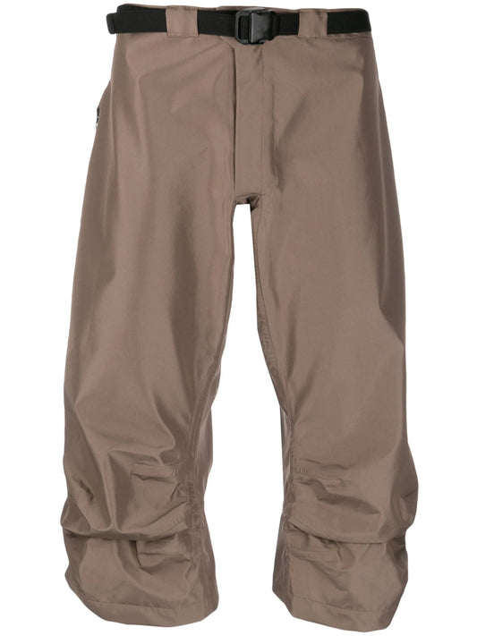 buckle-fastening satin cropped trousers