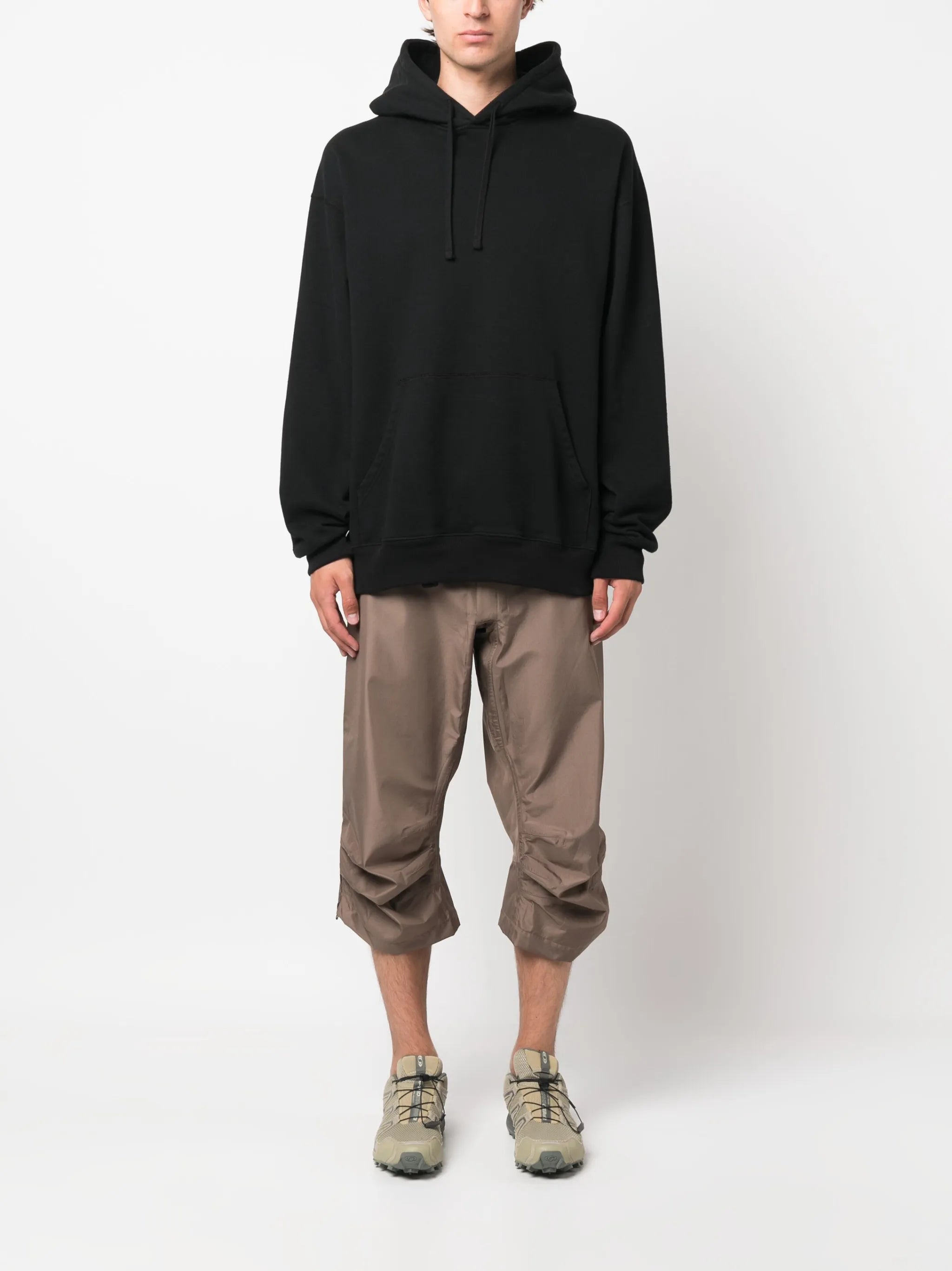 buckle-fastening satin cropped trousers