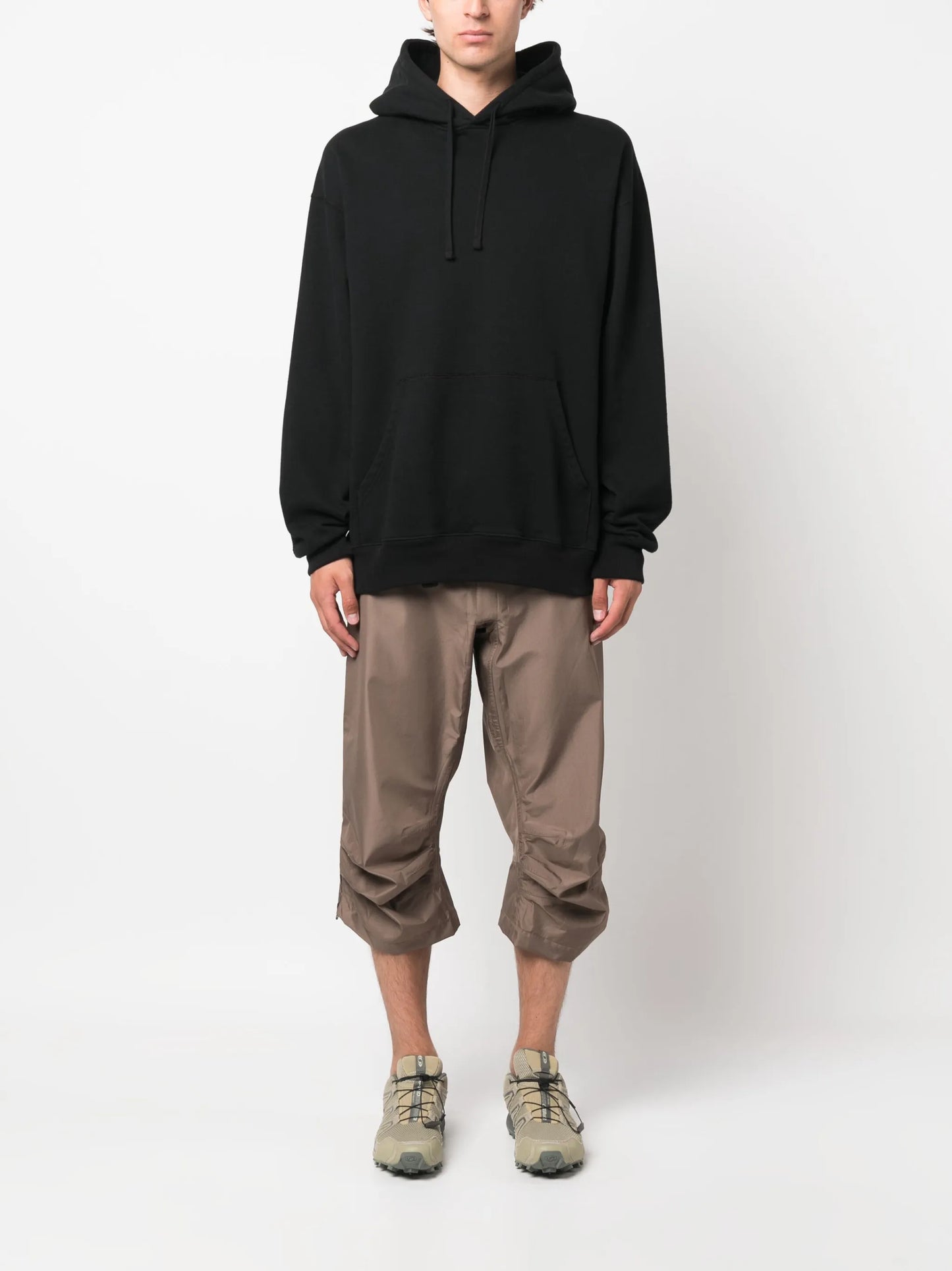 buckle-fastening satin cropped trousers