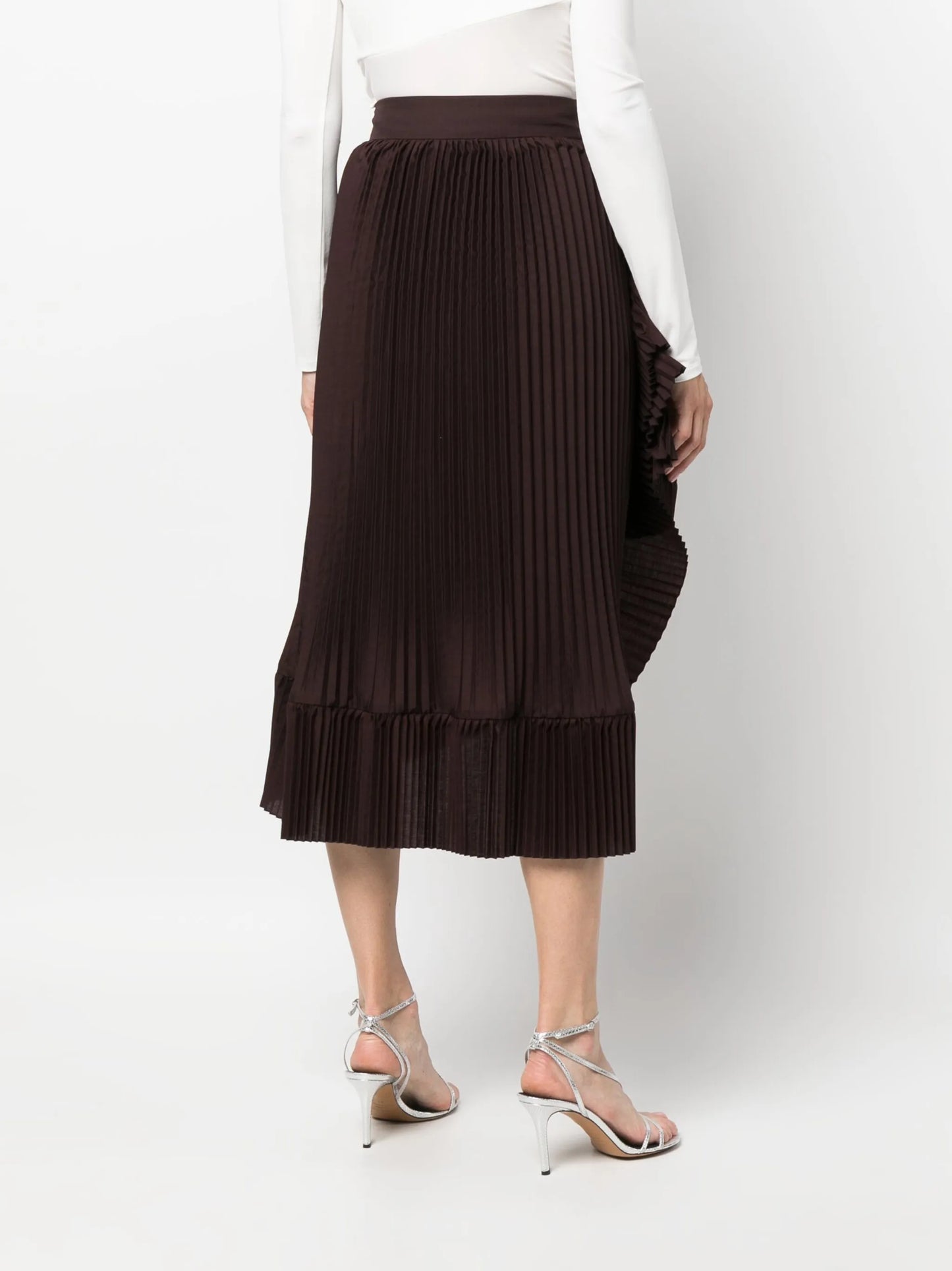 high-waist tiered pleated skirt