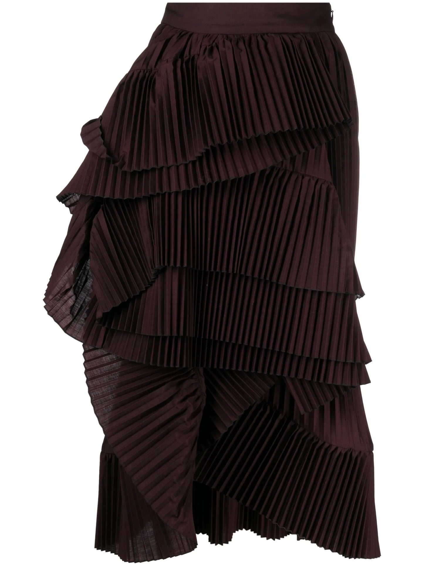 high-waist tiered pleated skirt