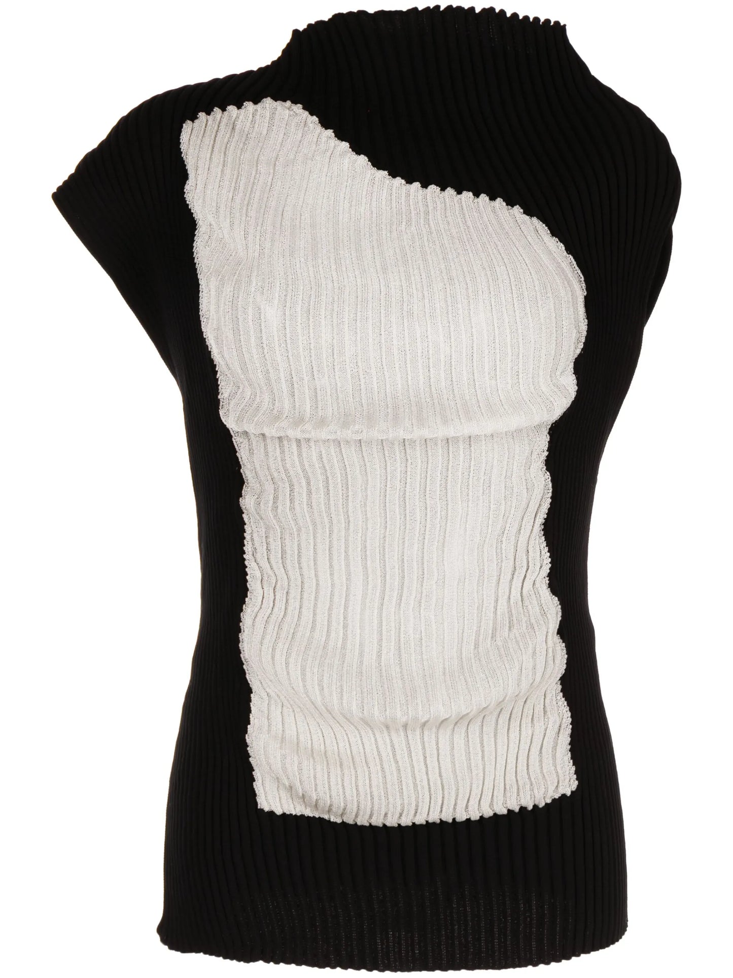 asymmetric ribbed-knit top