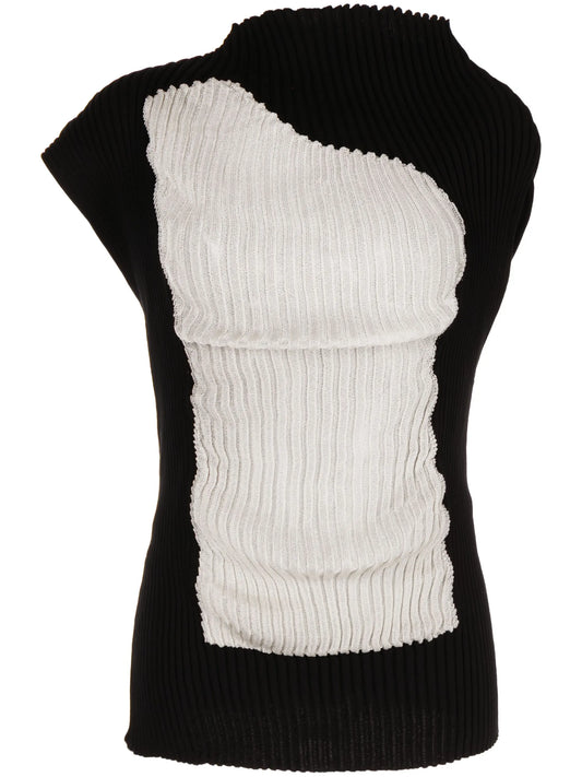 asymmetric ribbed-knit top