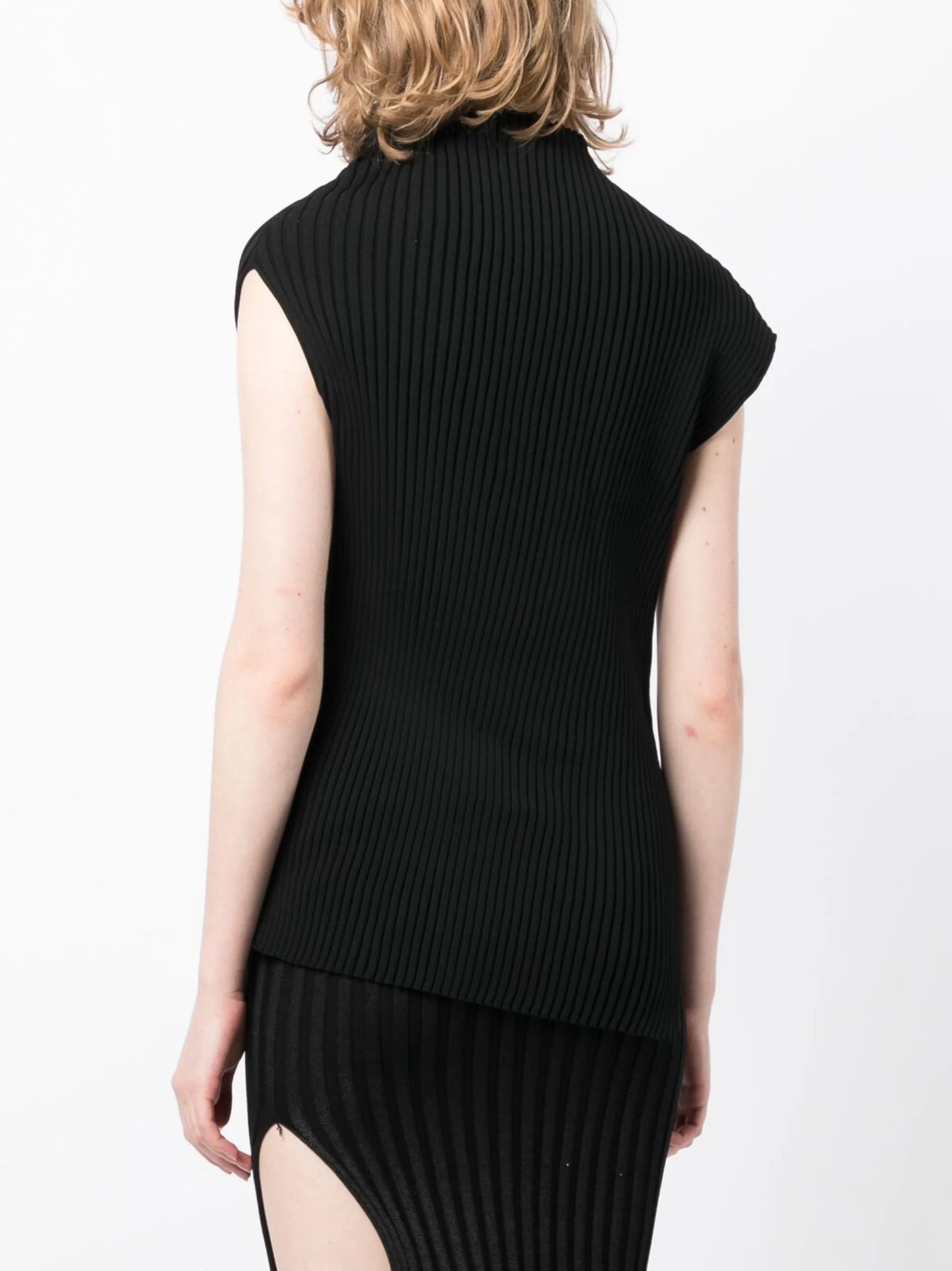 asymmetric ribbed-knit top