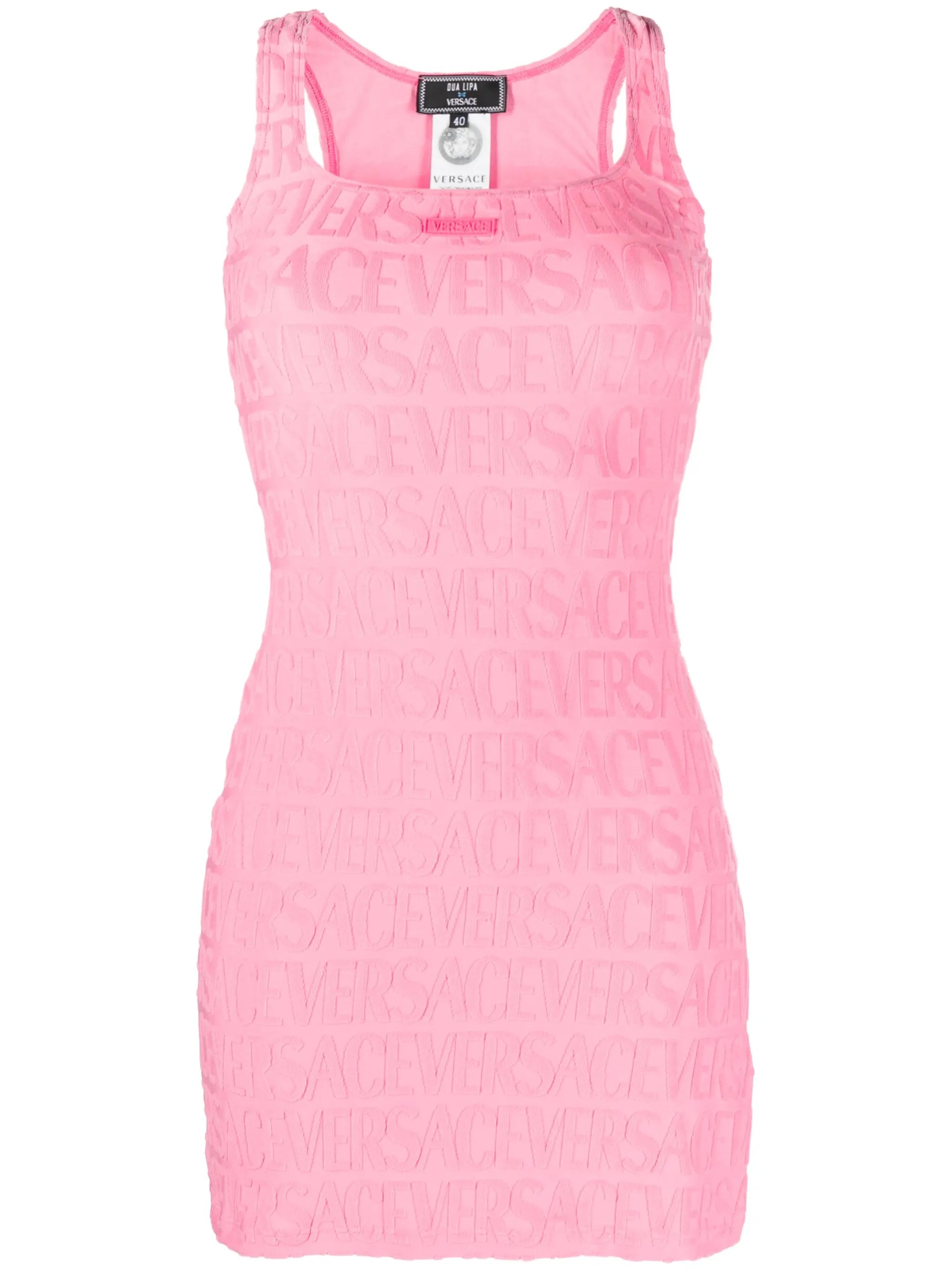 x Dua Lipa flocked-logo terry minidress