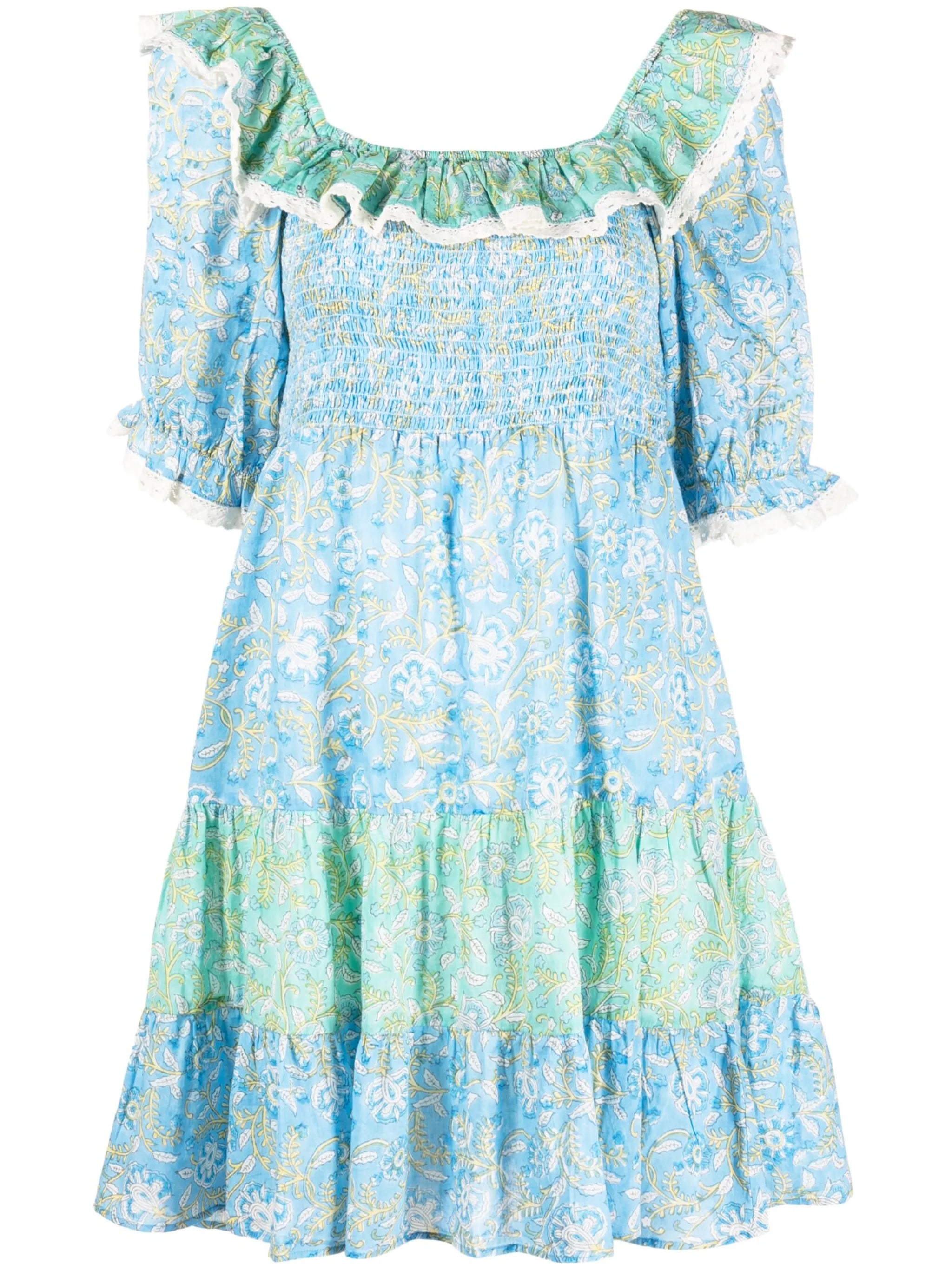 Harlow floral-print tiered minidress