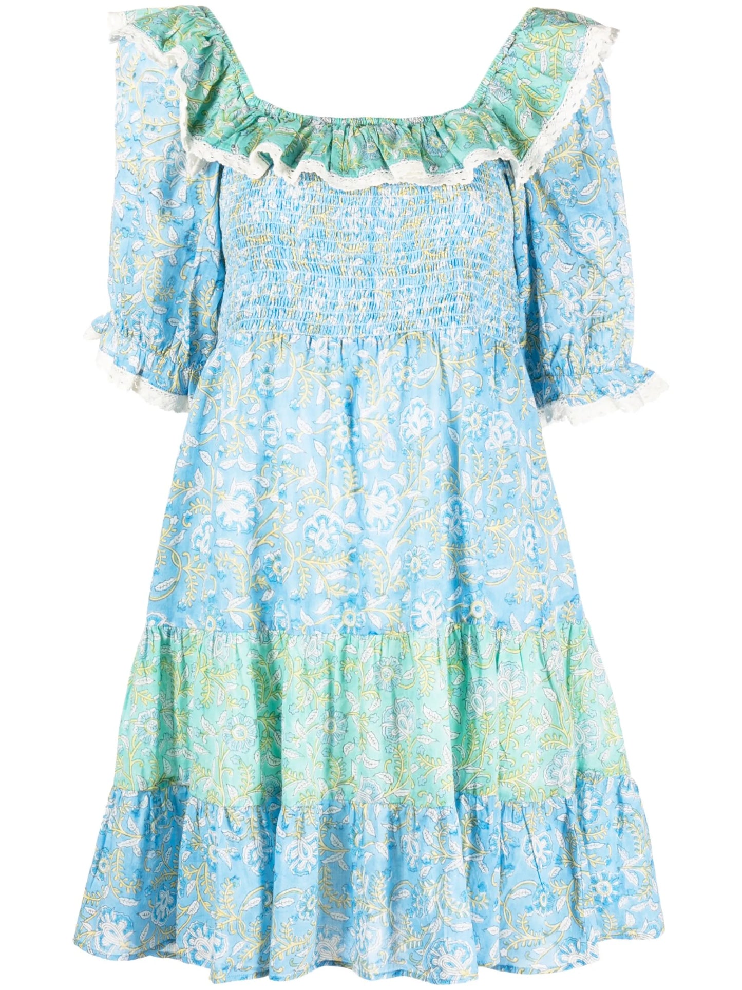 Harlow floral-print tiered minidress