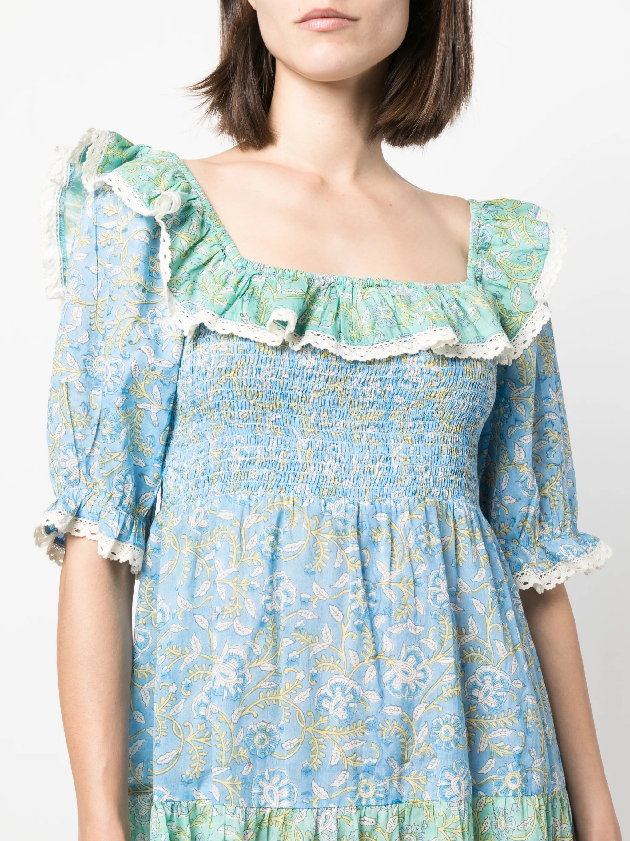 Harlow floral-print tiered minidress