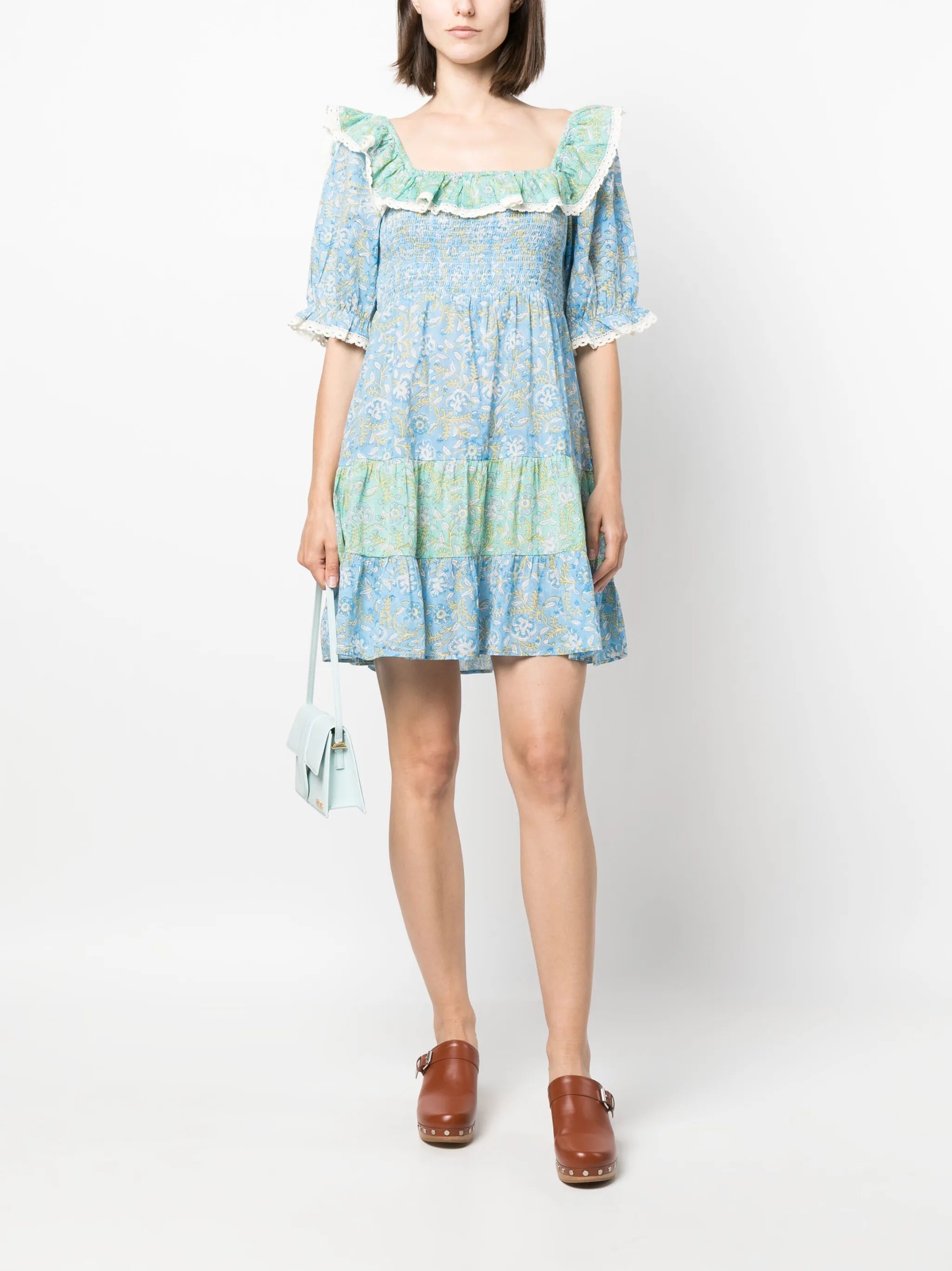 Harlow floral-print tiered minidress