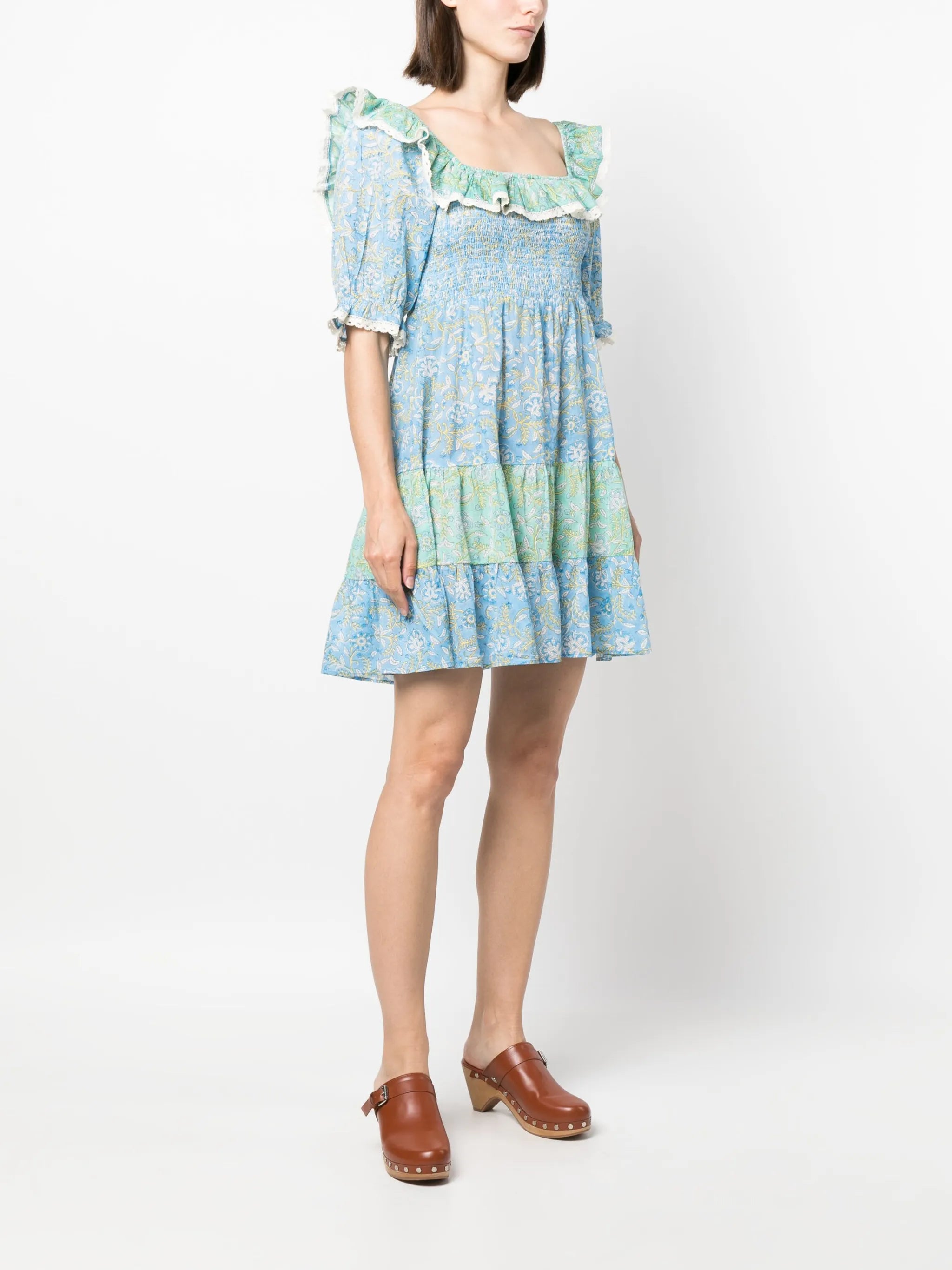 Harlow floral-print tiered minidress