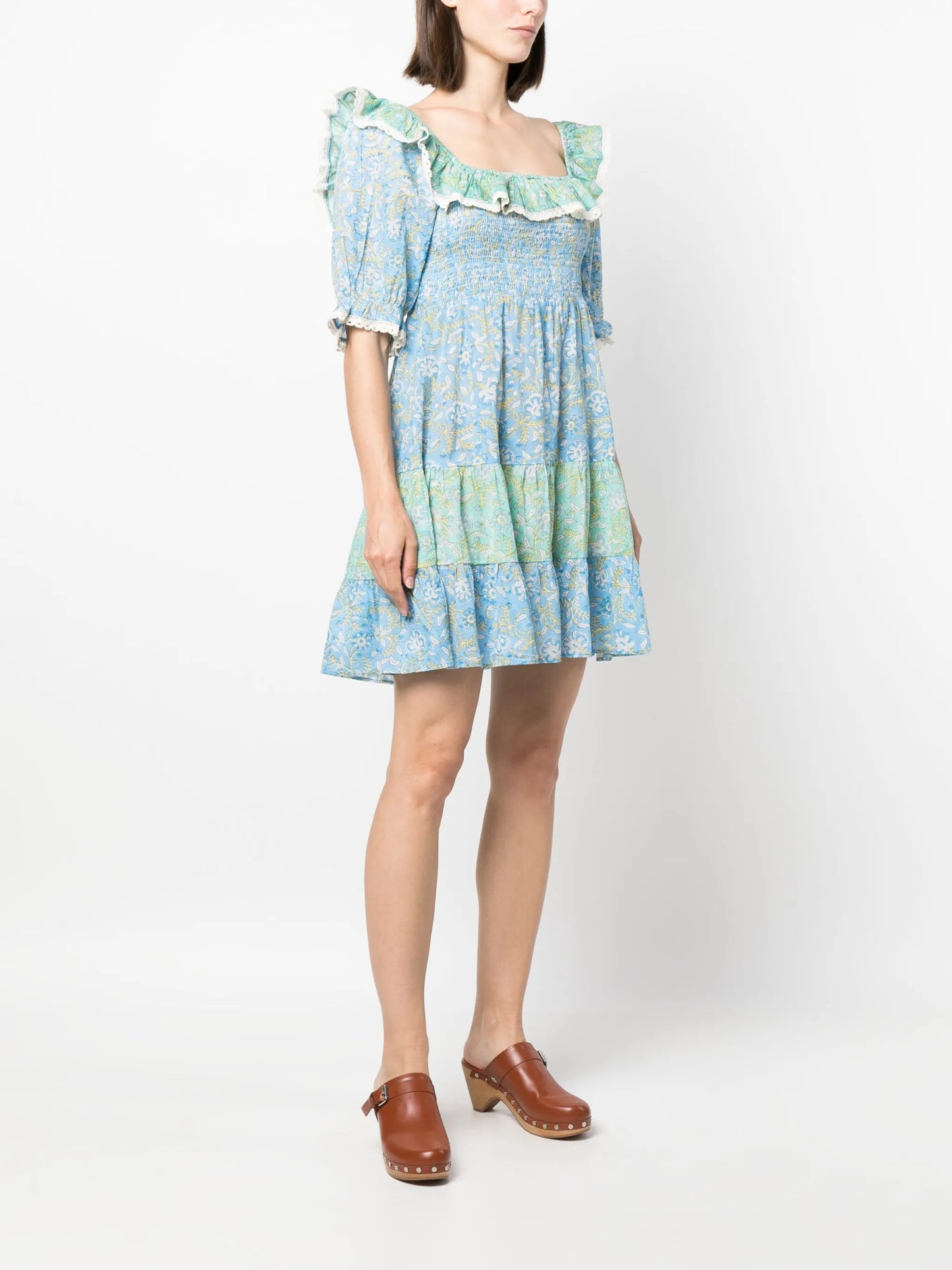 Harlow floral-print tiered minidress