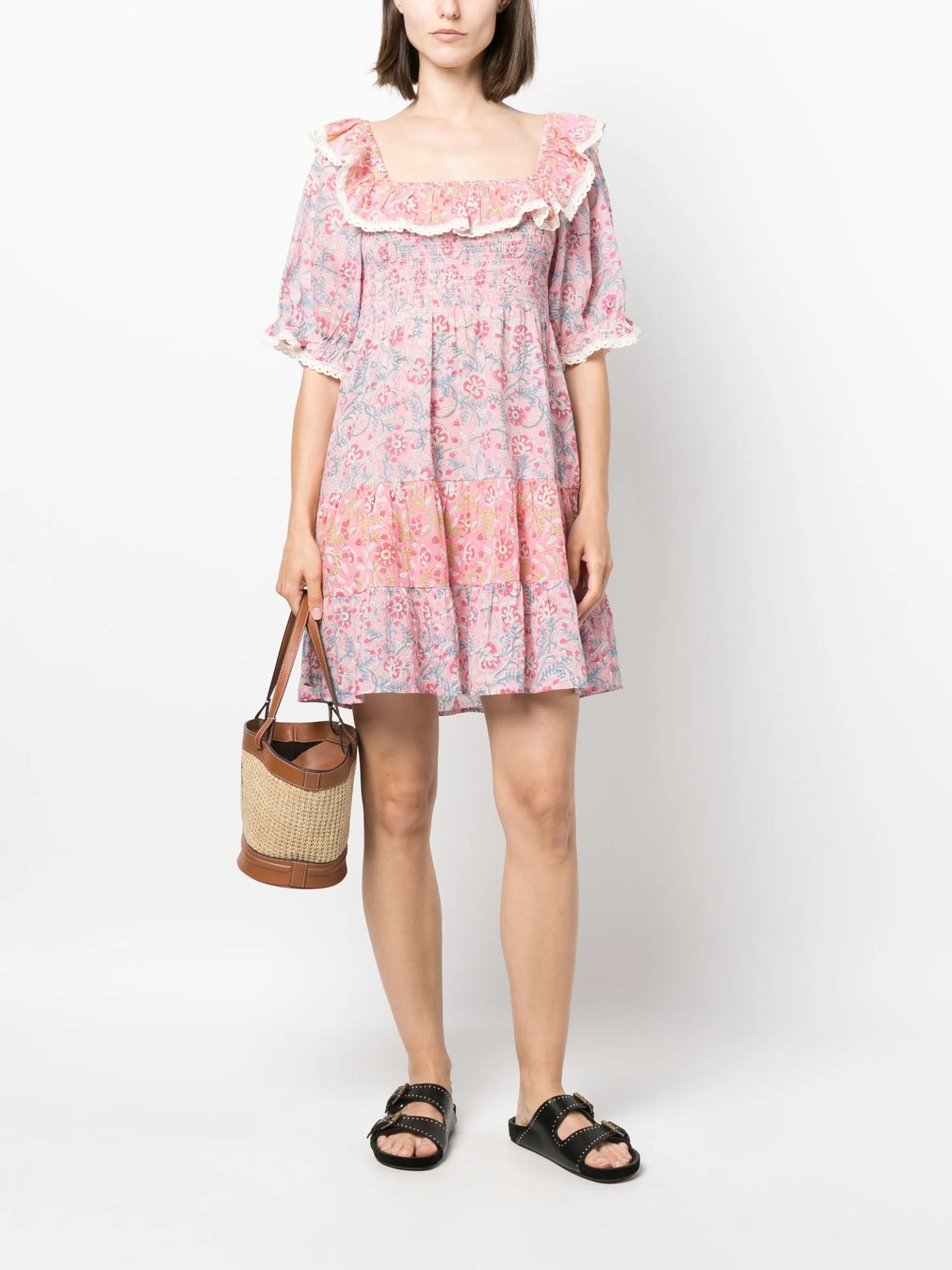 Harlow floral-print cotton minidress