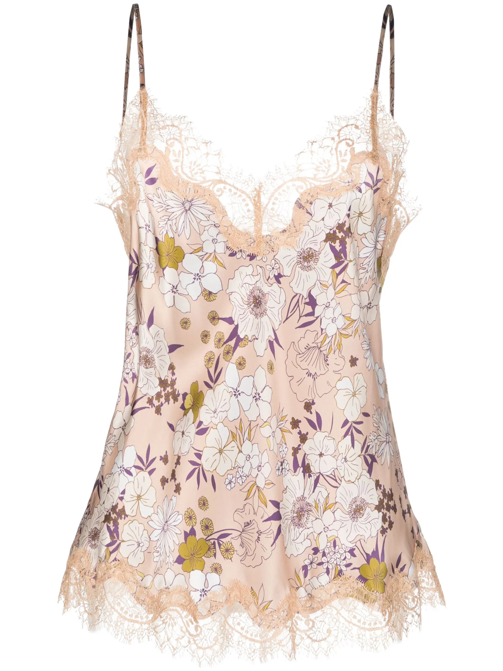 Scarlett floral-print lace-trim camisole top