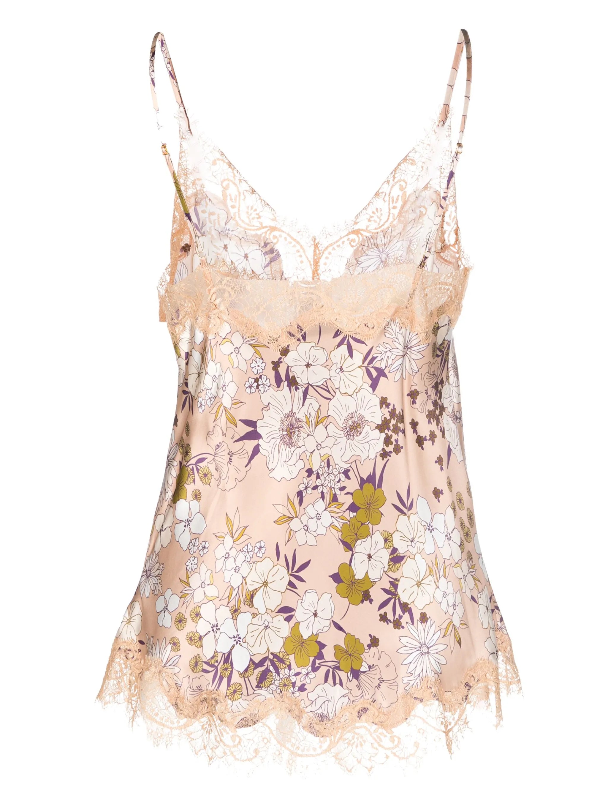 Scarlett floral-print lace-trim camisole top
