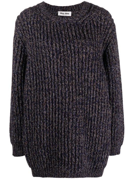 crew-neck virgin-wool knitted jumper