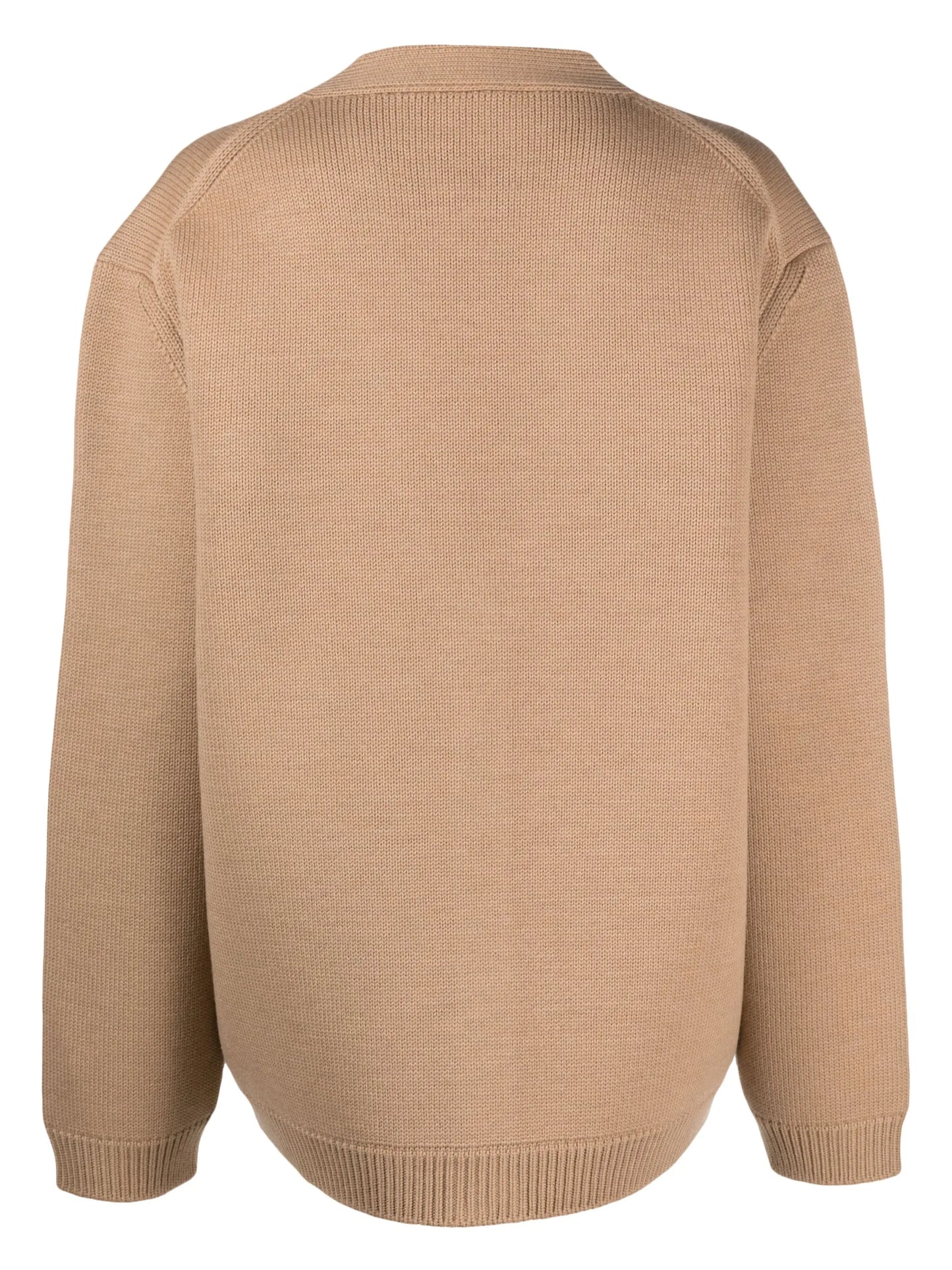logo-embroidered wool blend cardigan