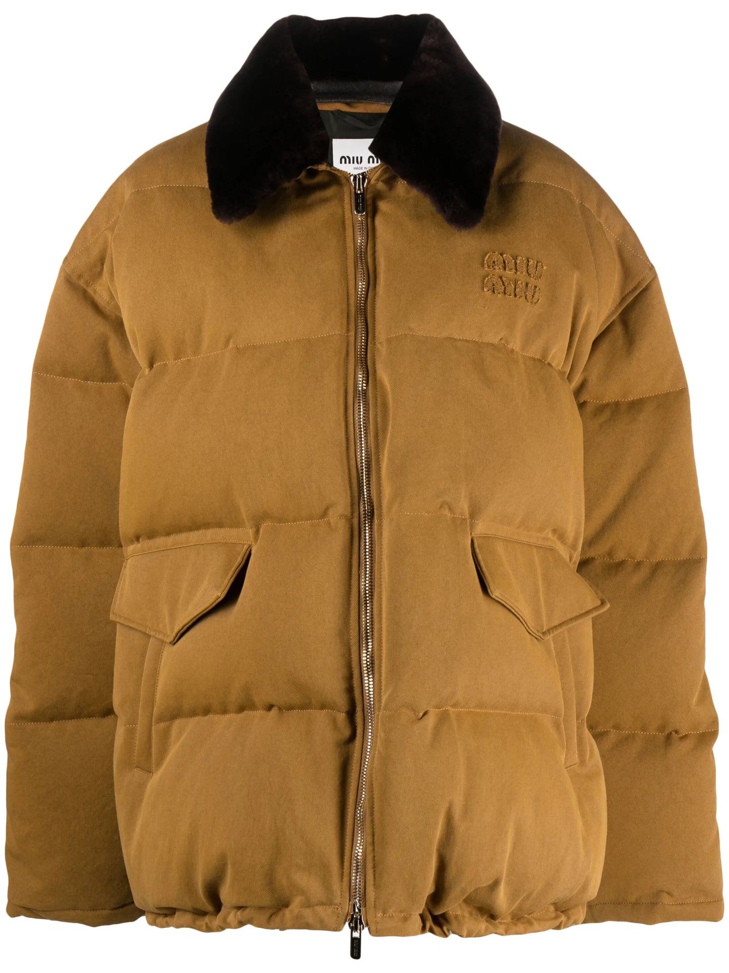 faux fur-trim padded jacket