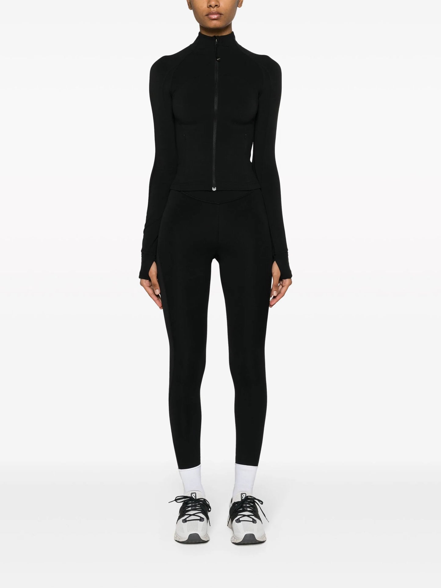 Define nulu high-neck panelled cropped jacket