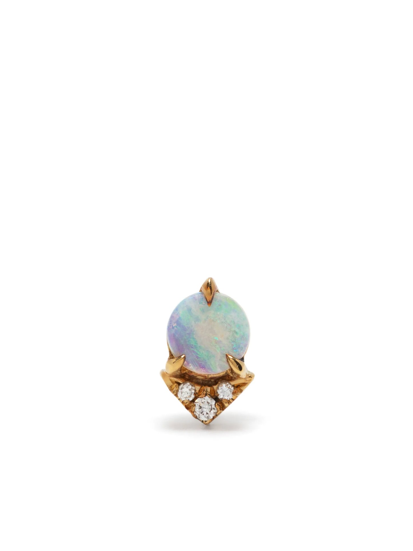 18kt yellow gold diamond and opal stud earring