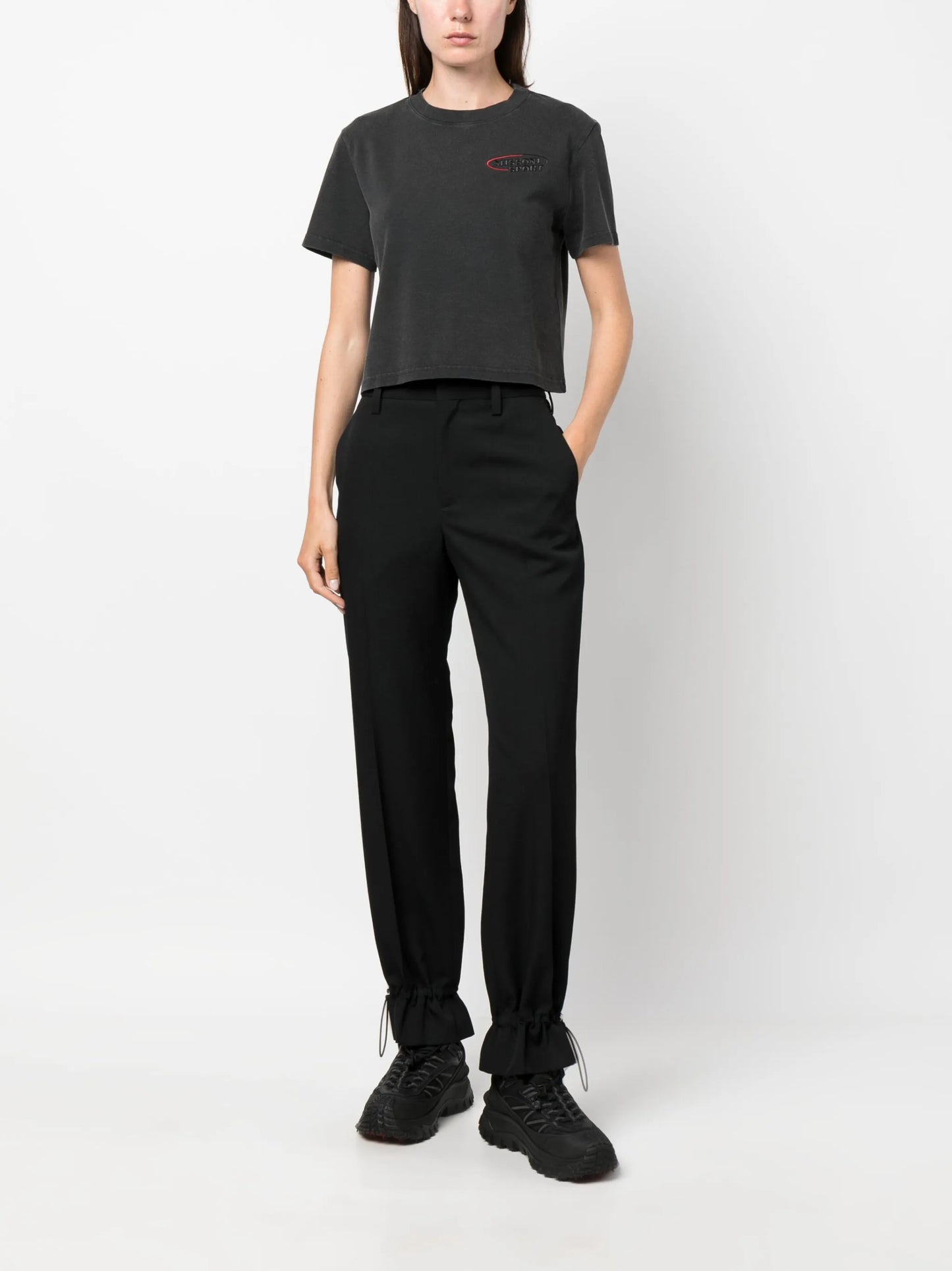 embroidered-logo cotton crop top