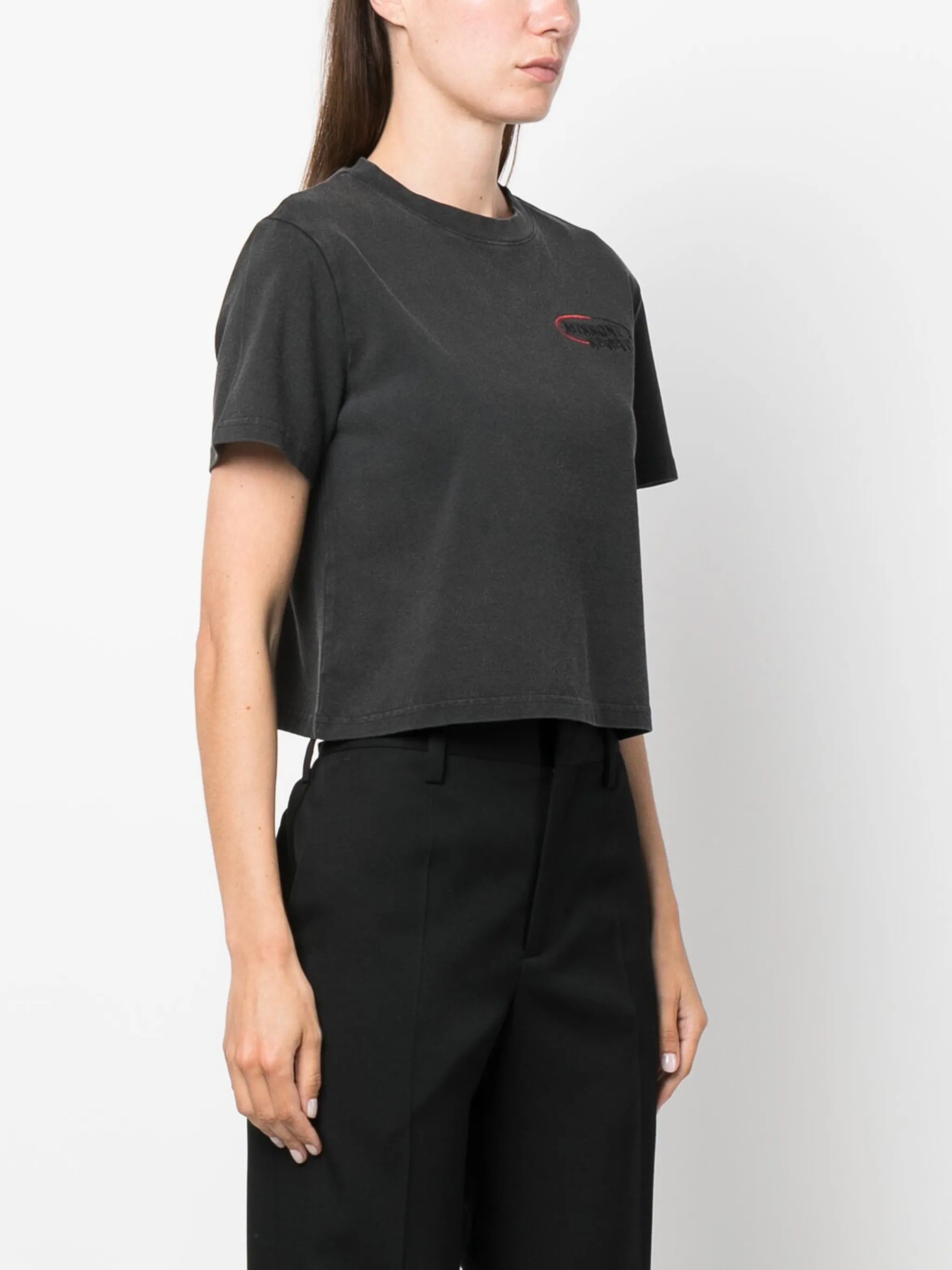 embroidered-logo cotton crop top