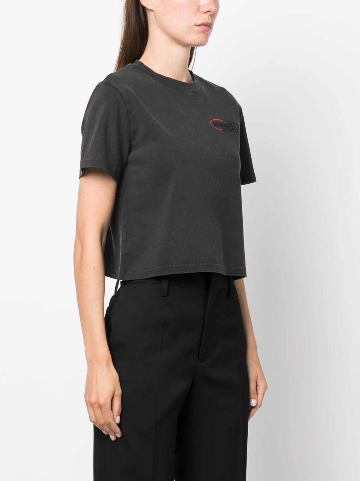 embroidered-logo cotton crop top