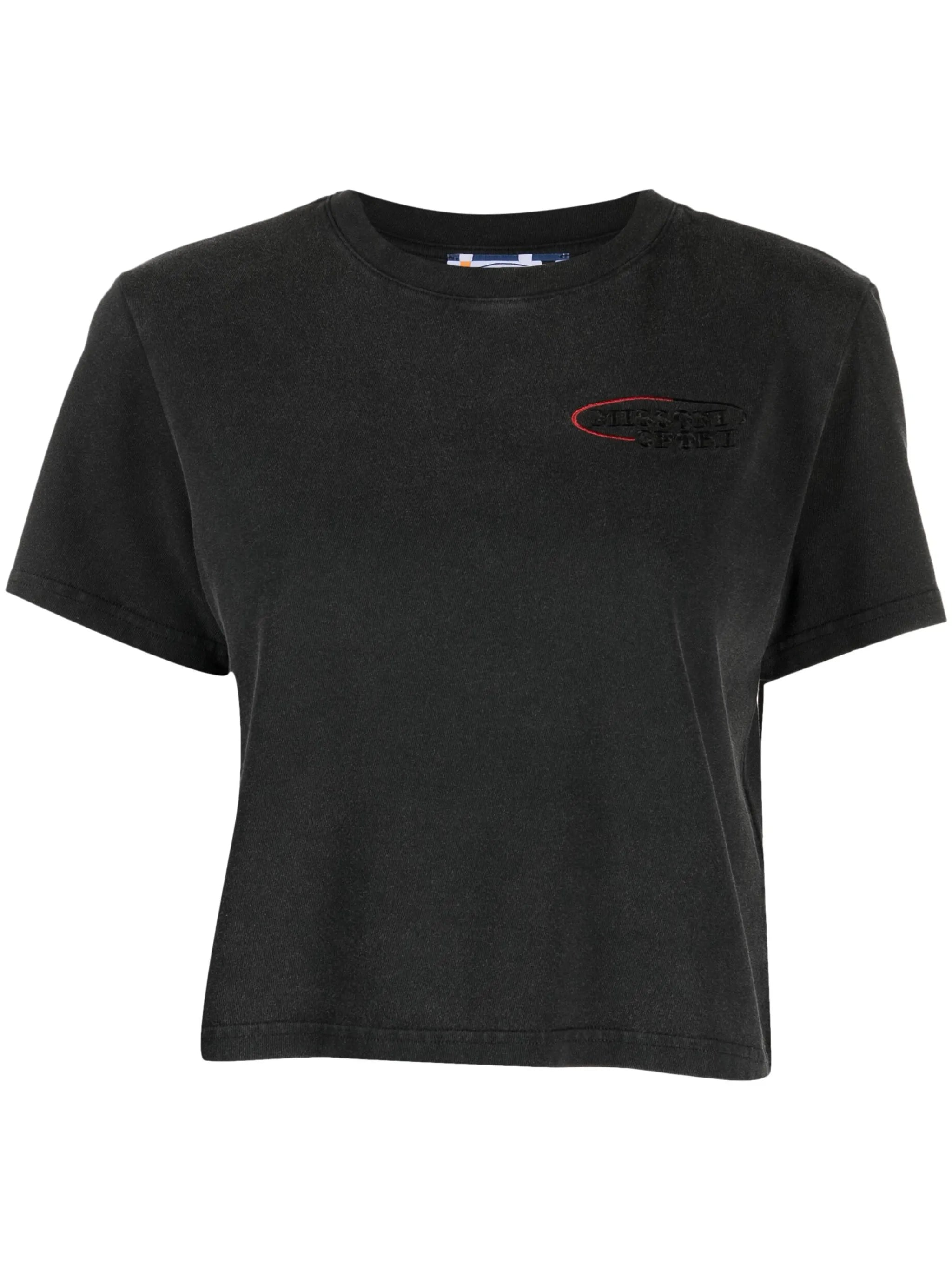 embroidered-logo cotton crop top