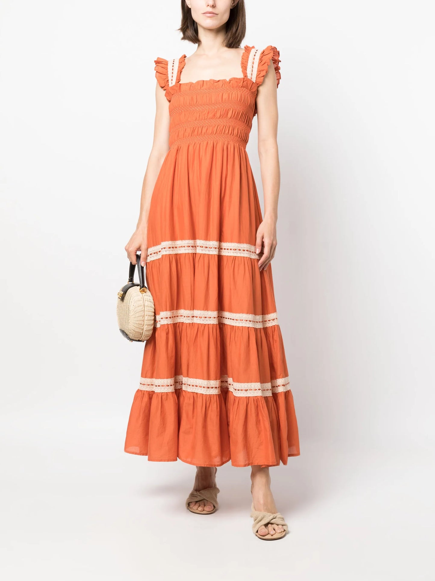 Aubrie crochet-trim cotton dress