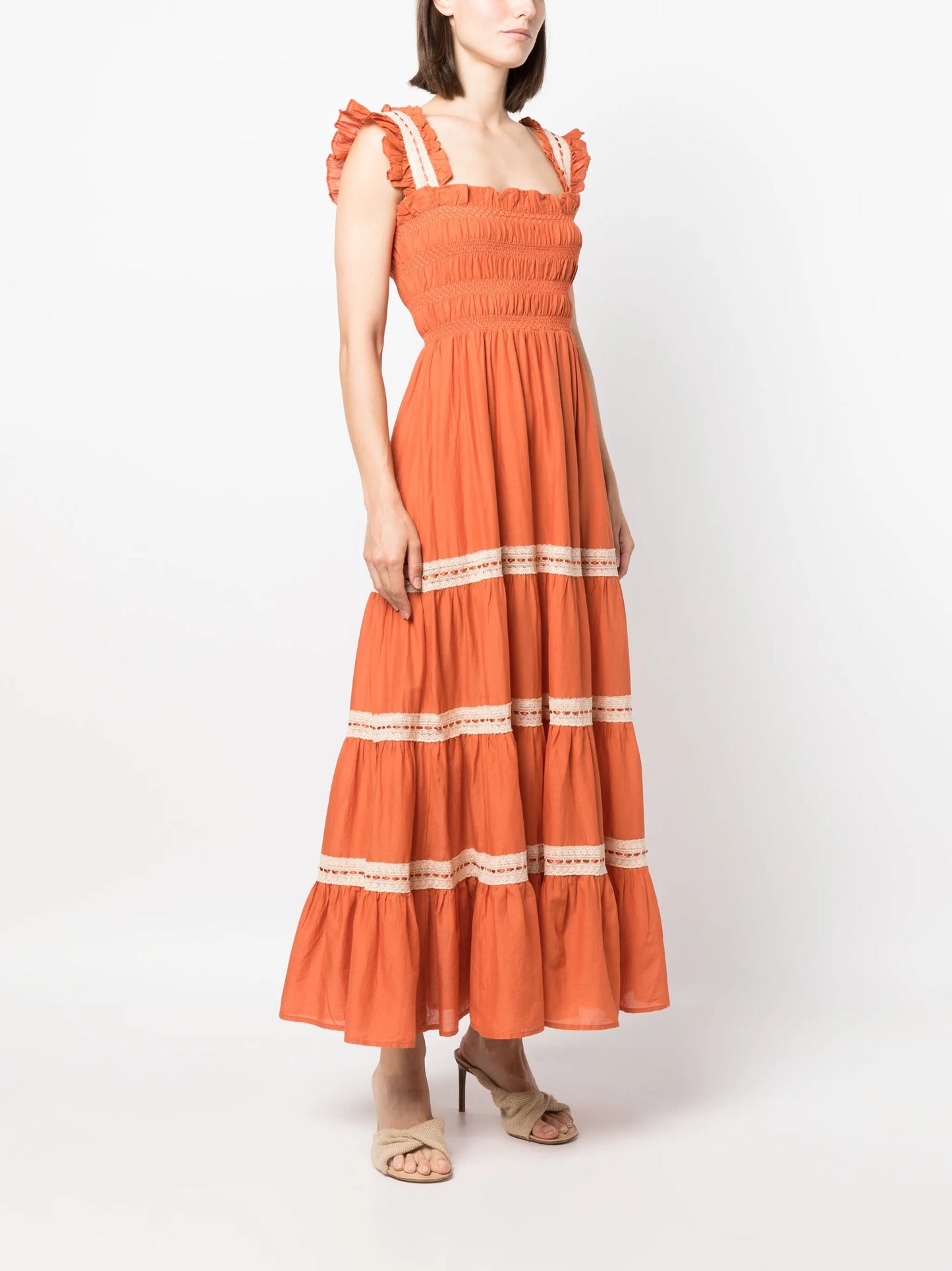 Aubrie crochet-trim cotton dress