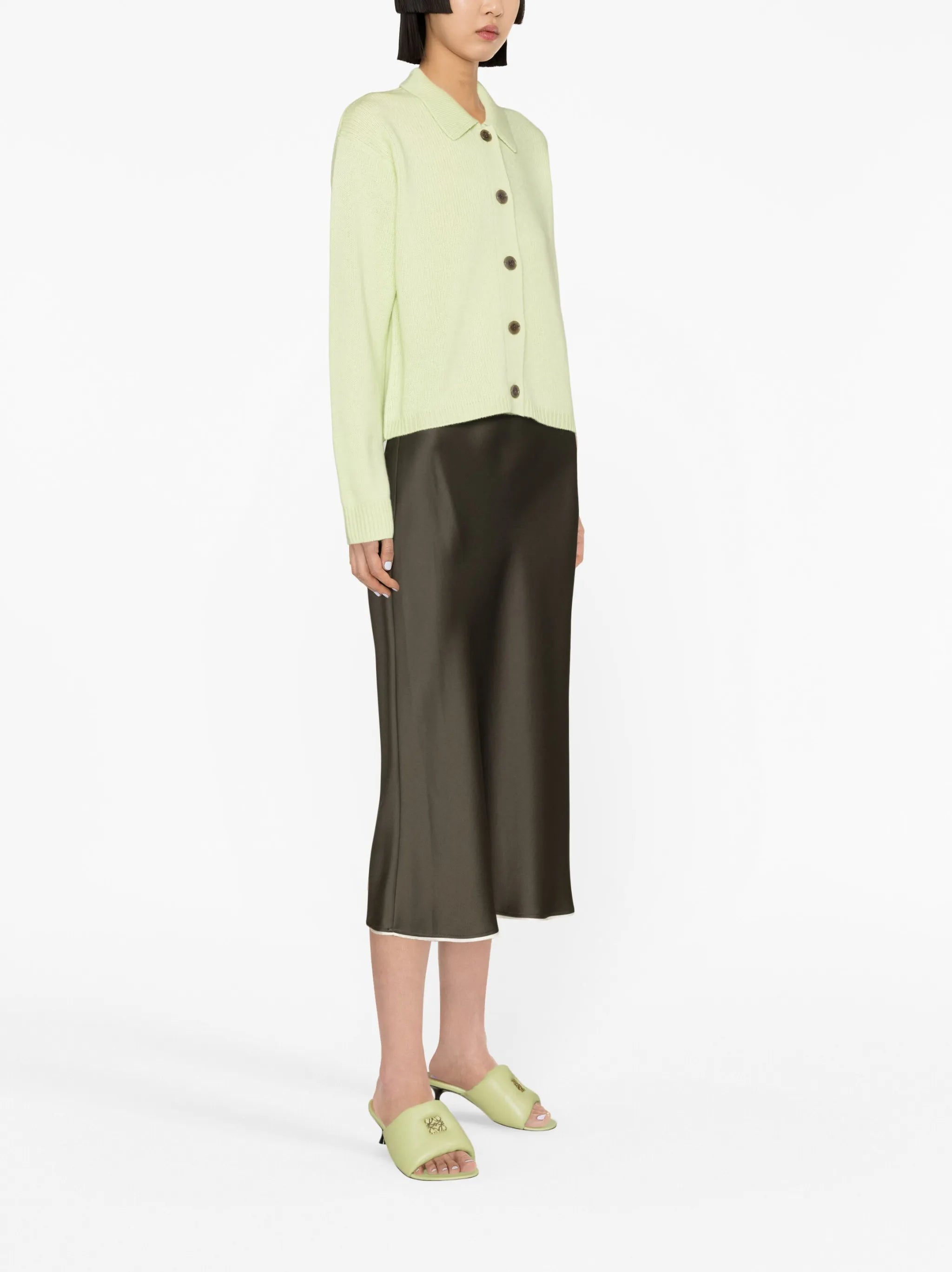 pointed-collar cashmere cardigan