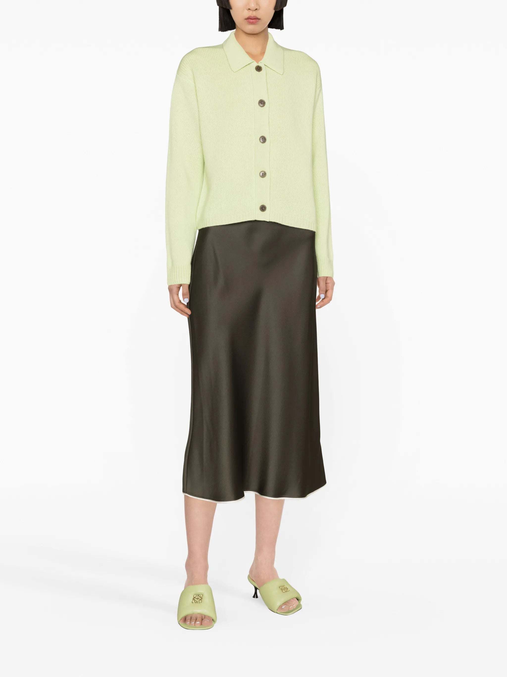 pointed-collar cashmere cardigan