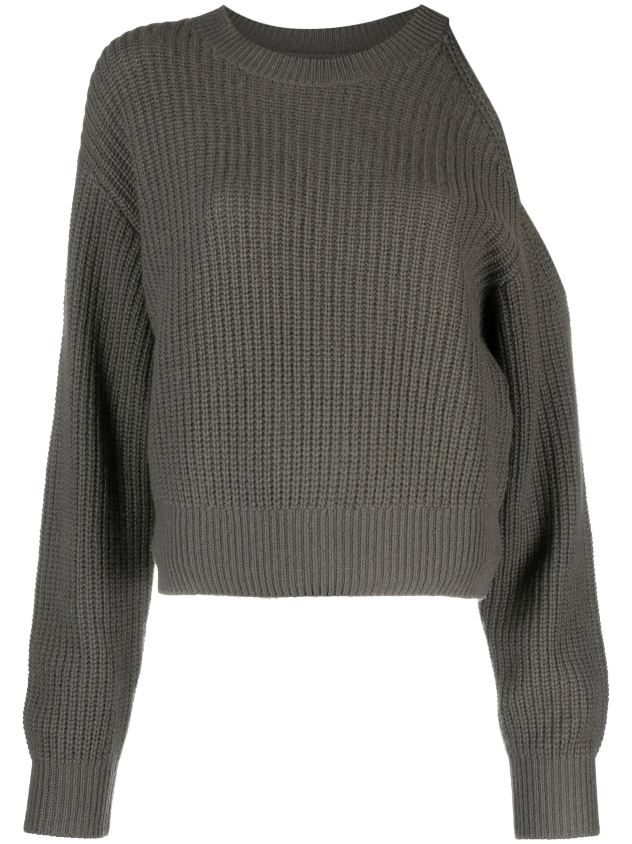 Leora cold-shoulder ribbed-knit jumper